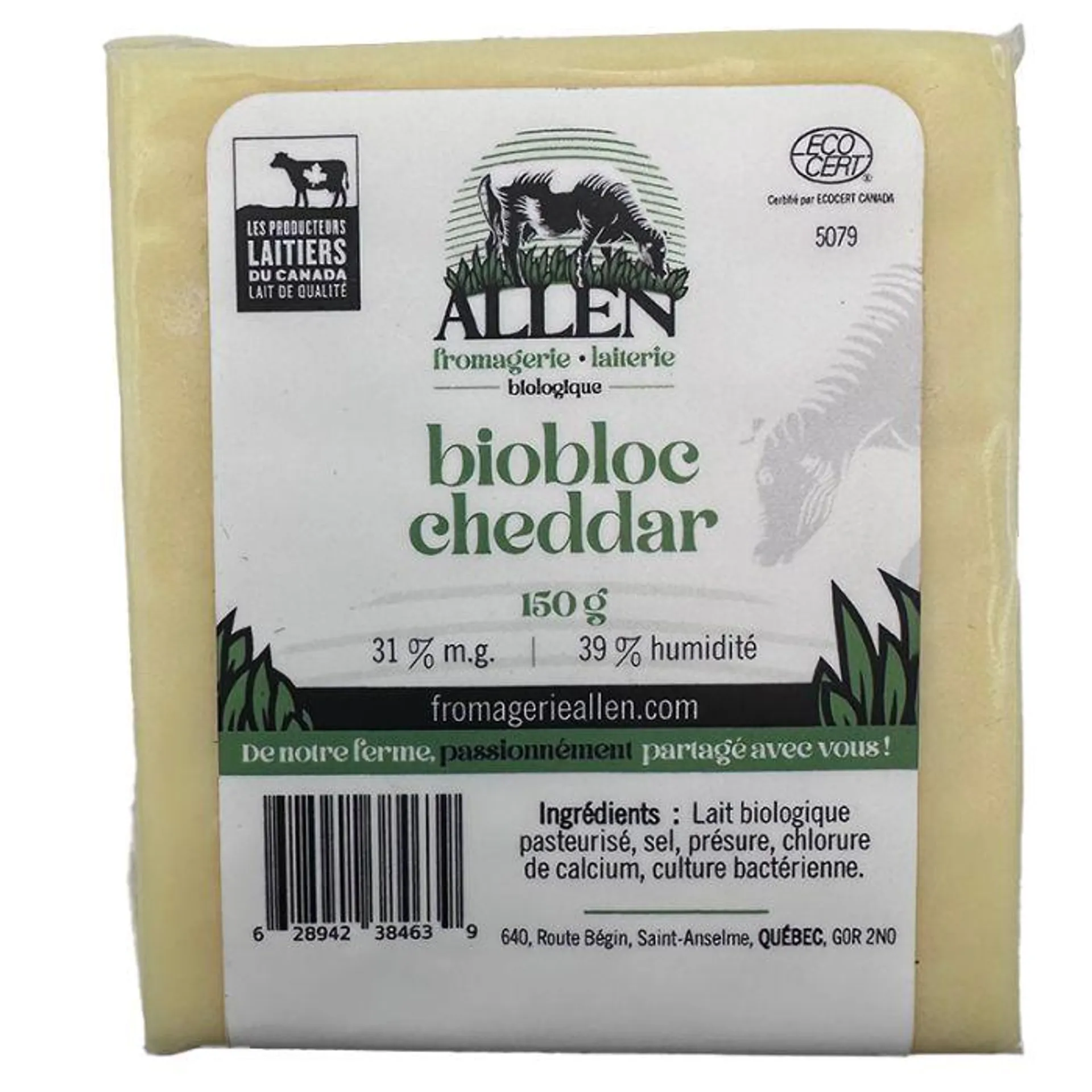 Fromage Biobloc cheddar nature biologique | 150 g