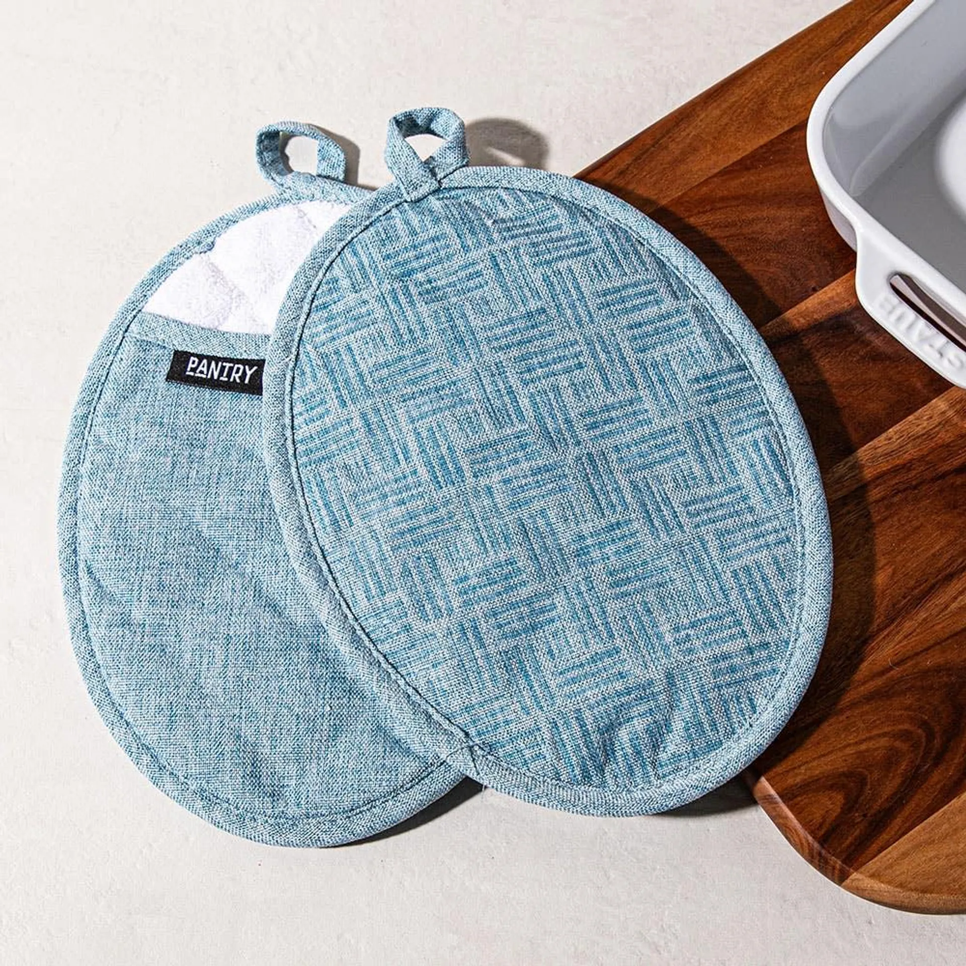 Harman Pantry Chambray Cotton Pot Holder - Set of 2 (Blue)