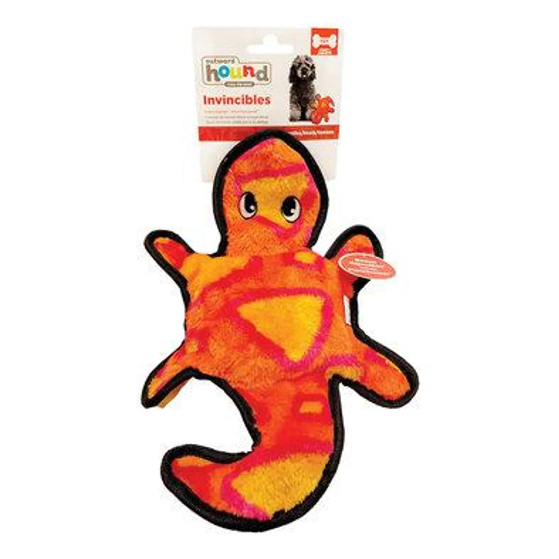 Outward Hound, Invincible Gecko, 2 Squeakers - Red/Orange