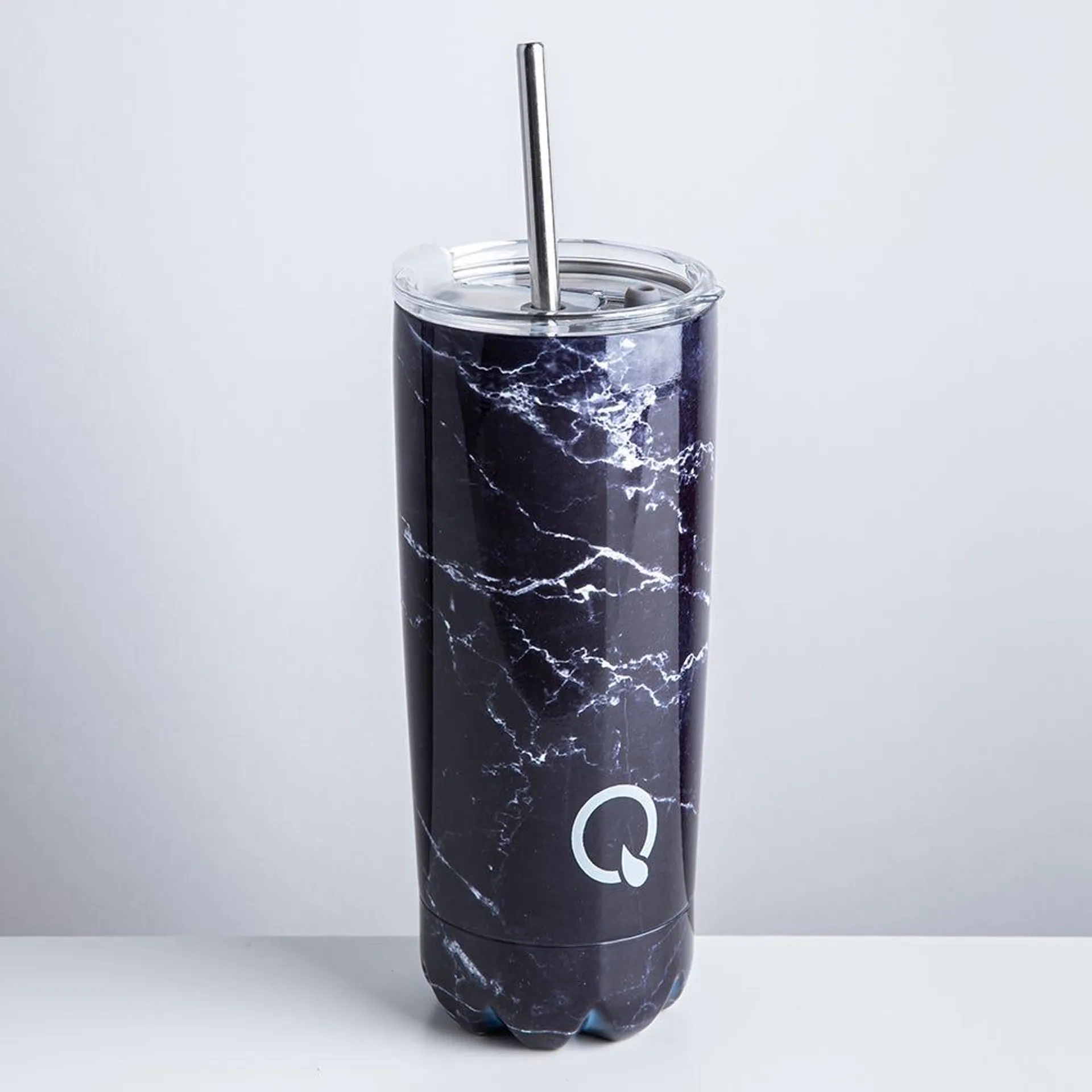 KSP Quench 'Marble' Double Wall Tumbler with Straw (Black)