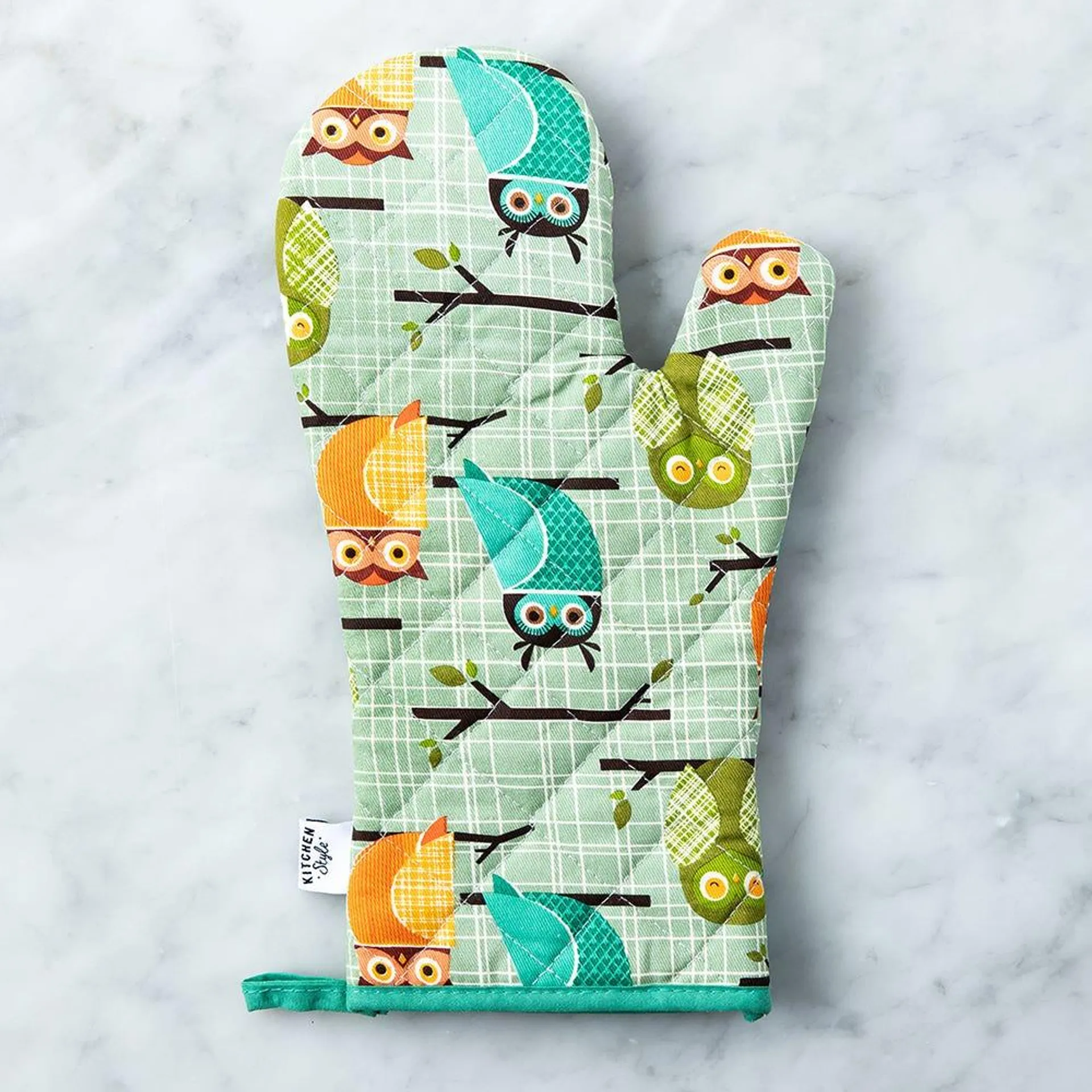 Kitchen Style Printed 'Owls' Oven Mitt (Green)