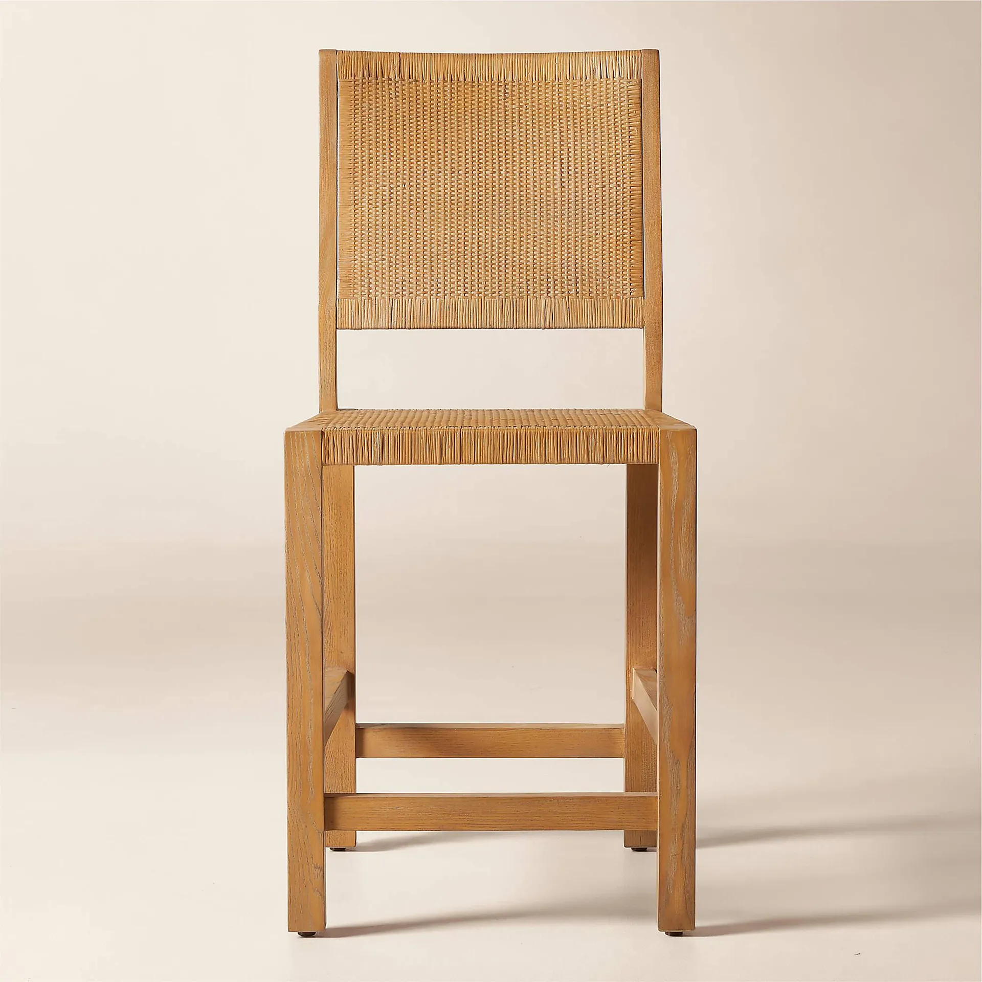 Plait Ash Wood and Woven Rattan Counter Stool