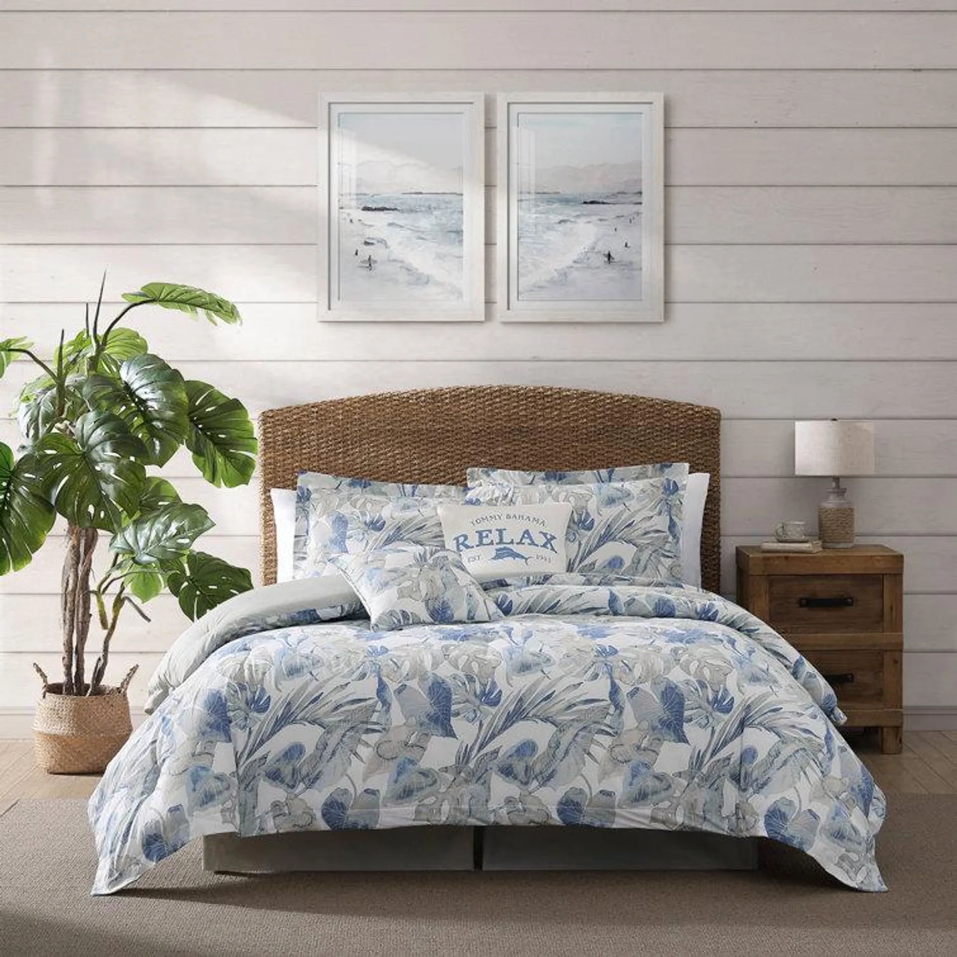 Raw Coast Blue/Grey Cotton Reversible Coastal 3 Piece Comforter Set