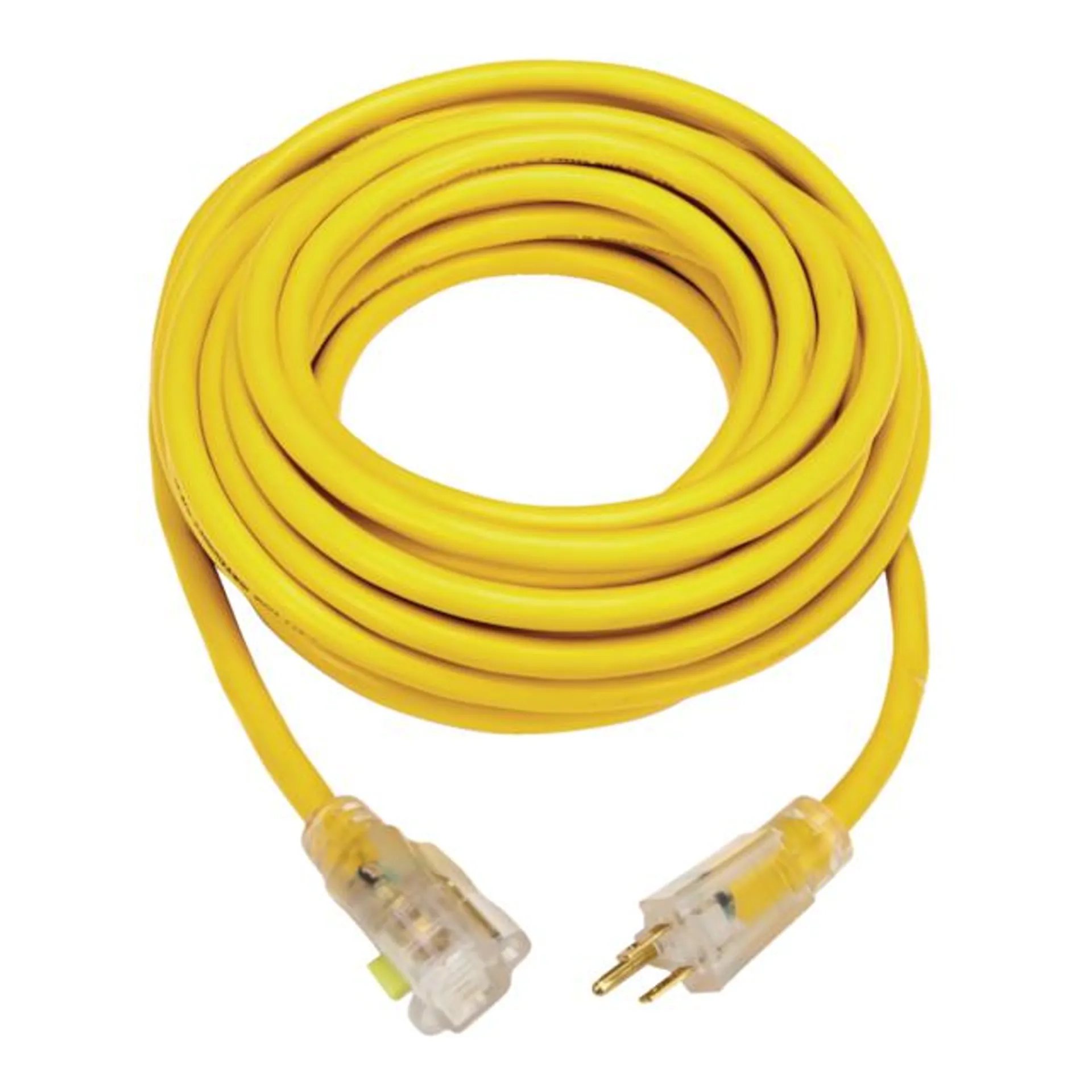 Mastercraft 30-ft 12/3 Outdoor Extension Cord with Grounded Outlet, Lighted End and Locking Connector, Yellow