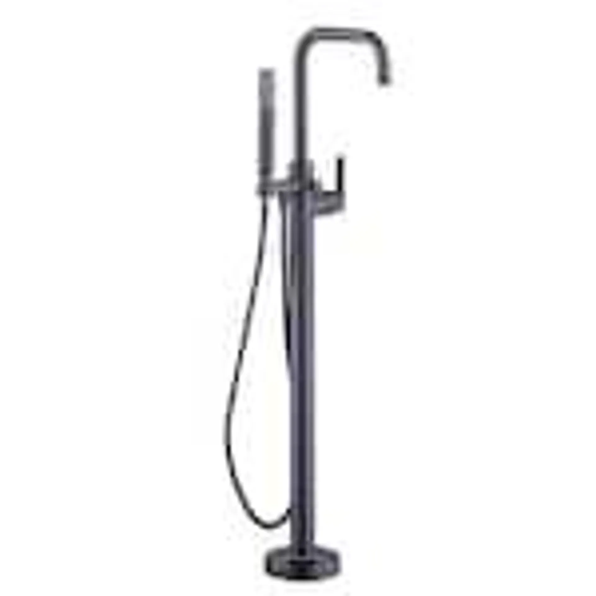 Kaylyn 1-Handle Freestanding Floor Mount Tub Filler Faucet with Handheld Hand Shower in Matte Black