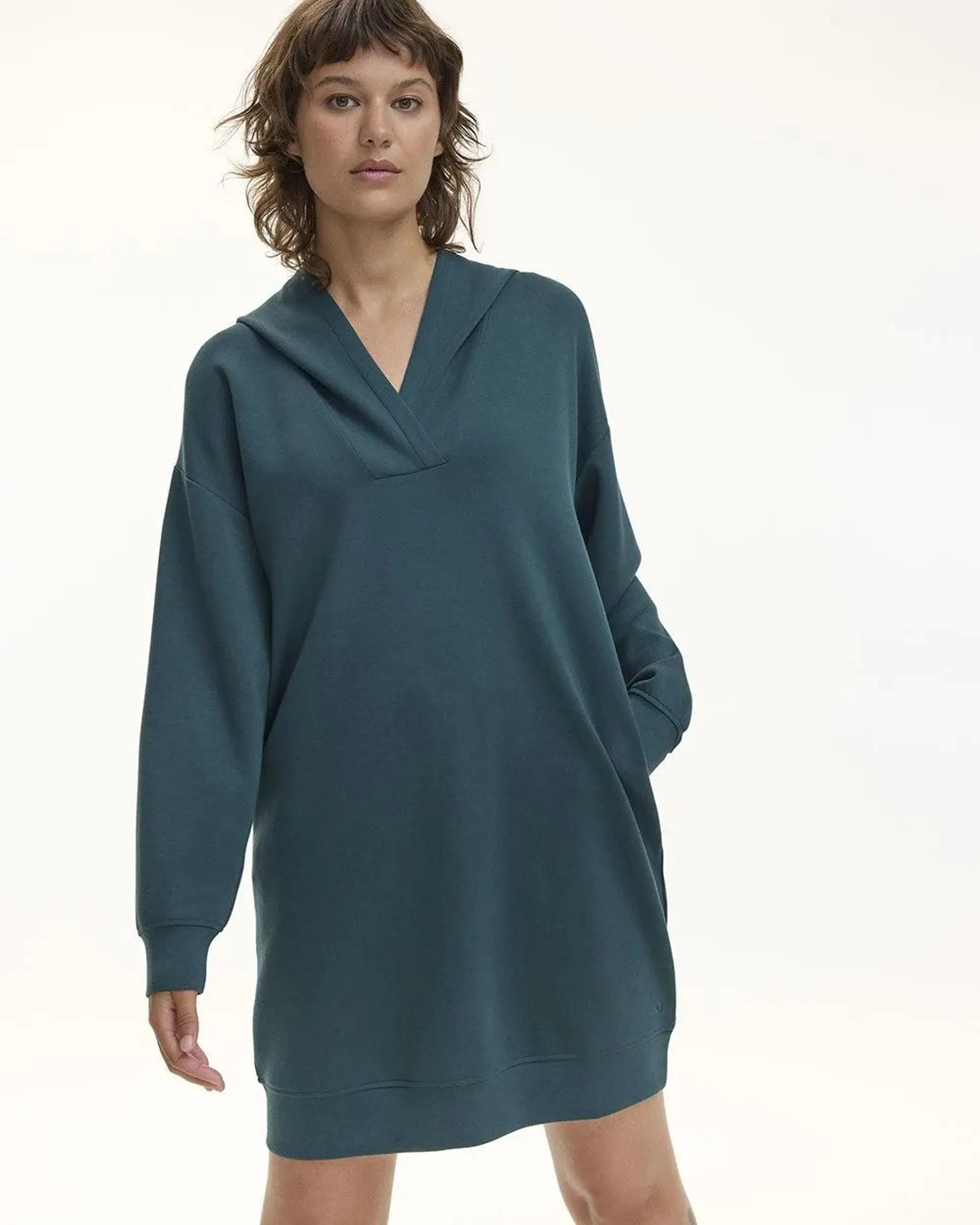 Long-Sleeve Hooded Dress - Hyba