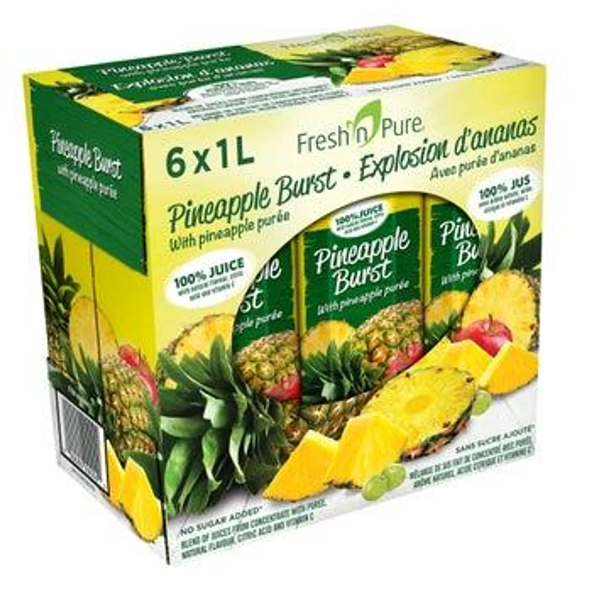 Fresh'n Pure Pineapple Burst Juice Blend, 6 × 1 L