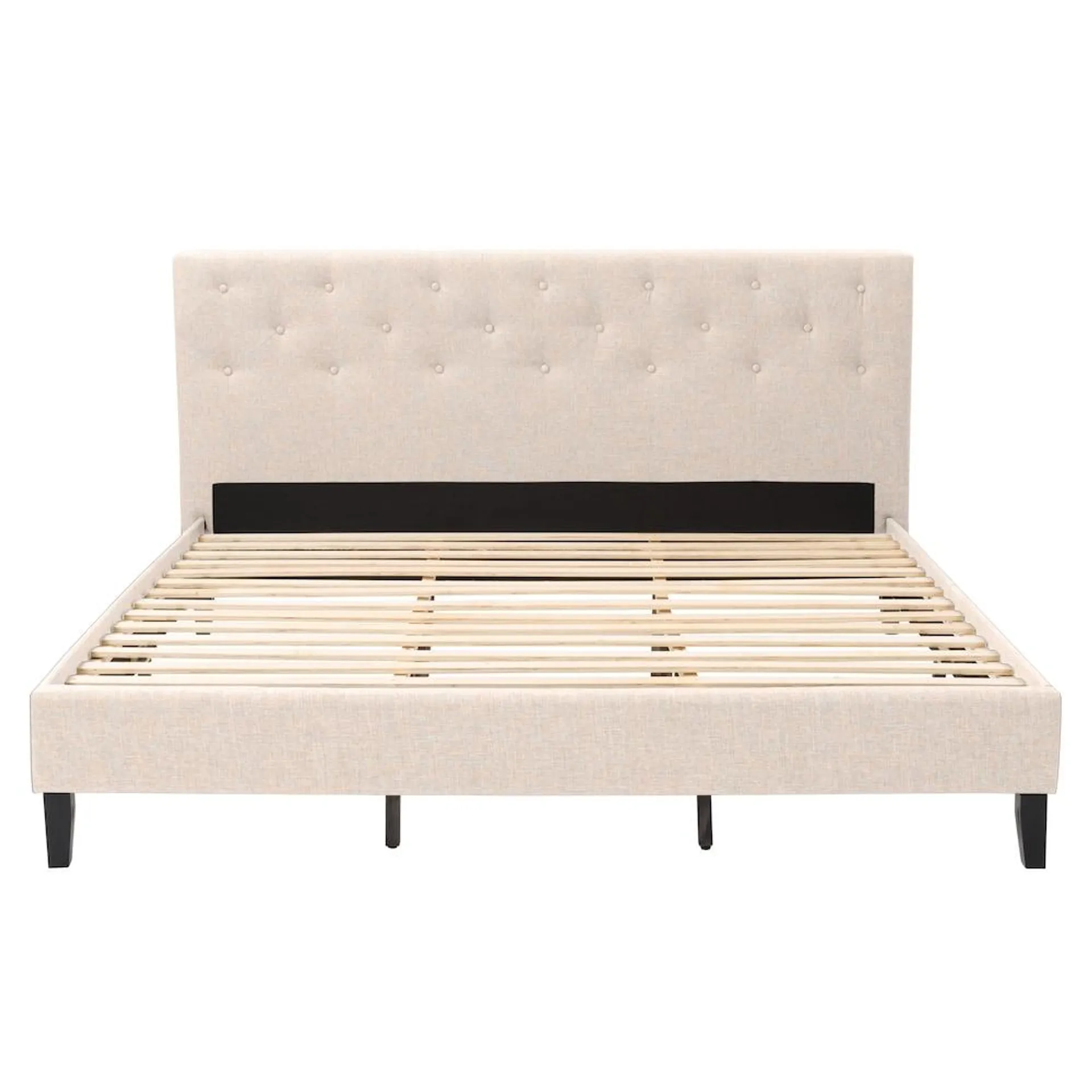 Nova Ridge Cream Button Tufted Upholstered King Bed