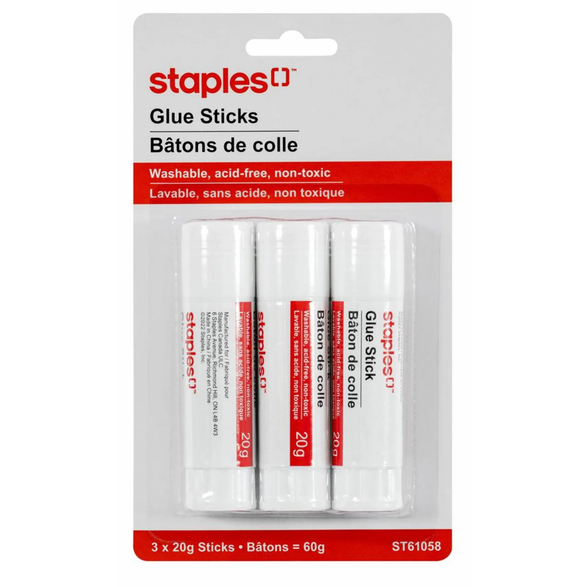 Staples Washable Glue Sticks - 20g - 3 Pack