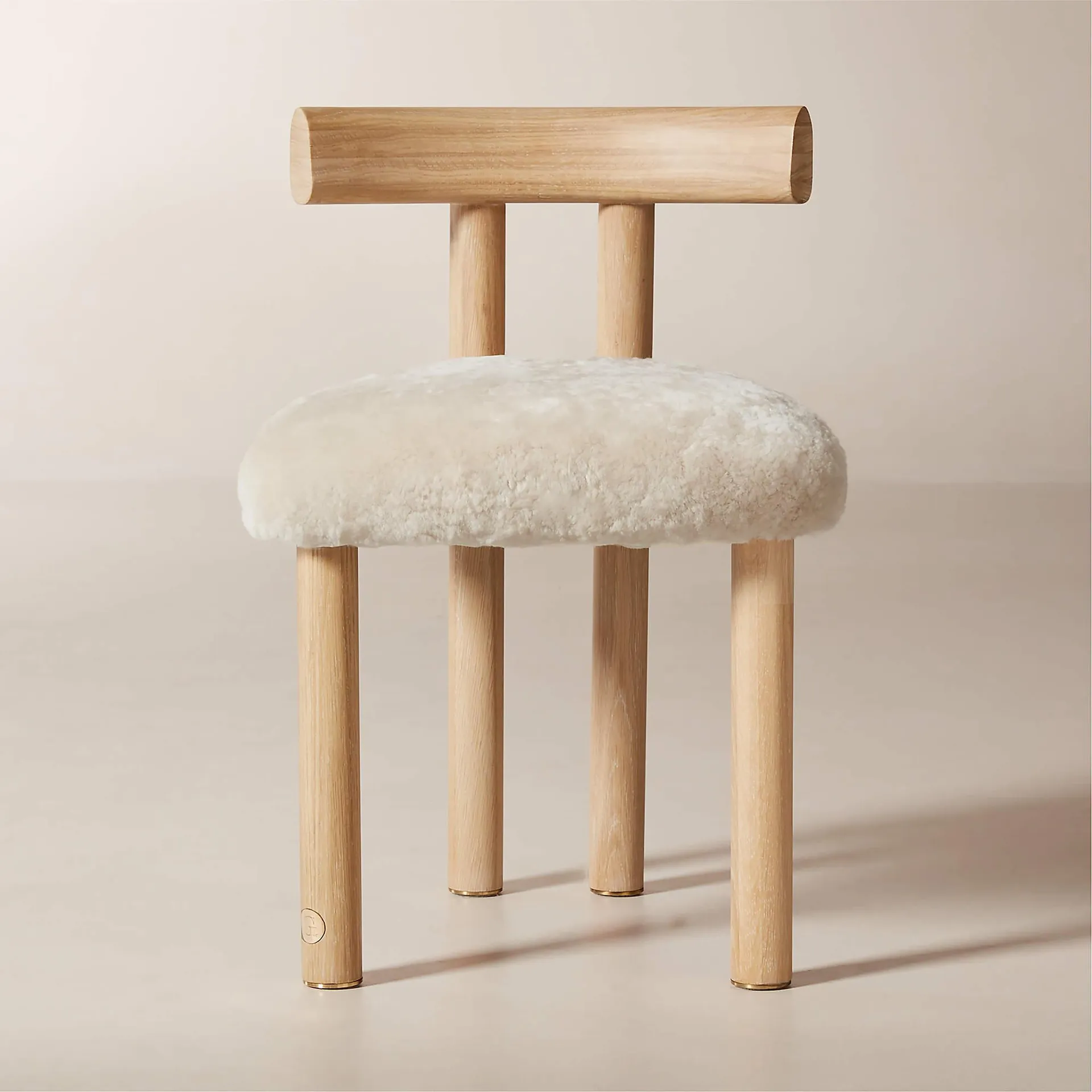 Perle Shearling and Oak Wood Dining Chair by goop