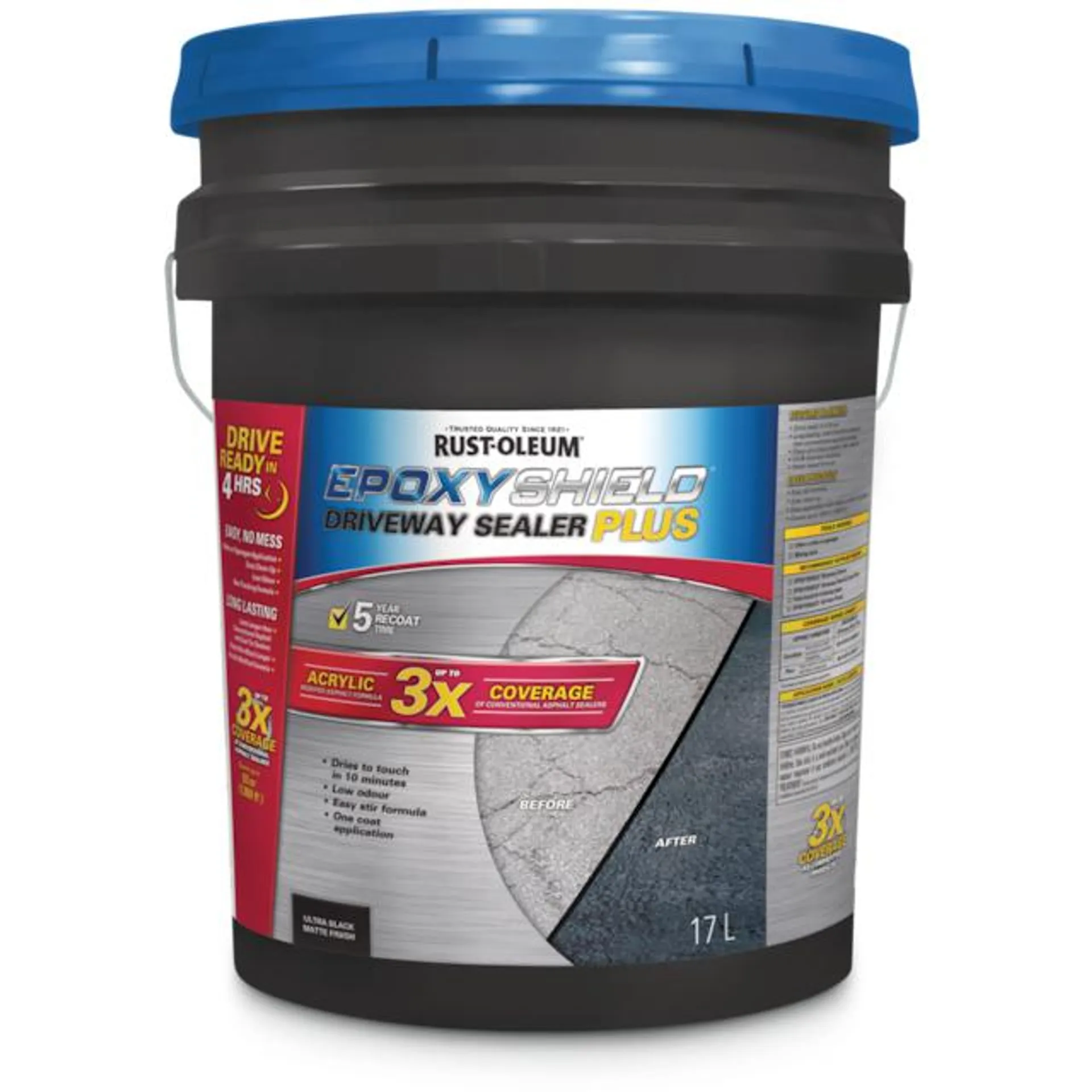 Rust-Oleum Epoxy Shield Asphalt Driveway Sealer Plus, 1000 sq. ft Coverage, Black, 17-L