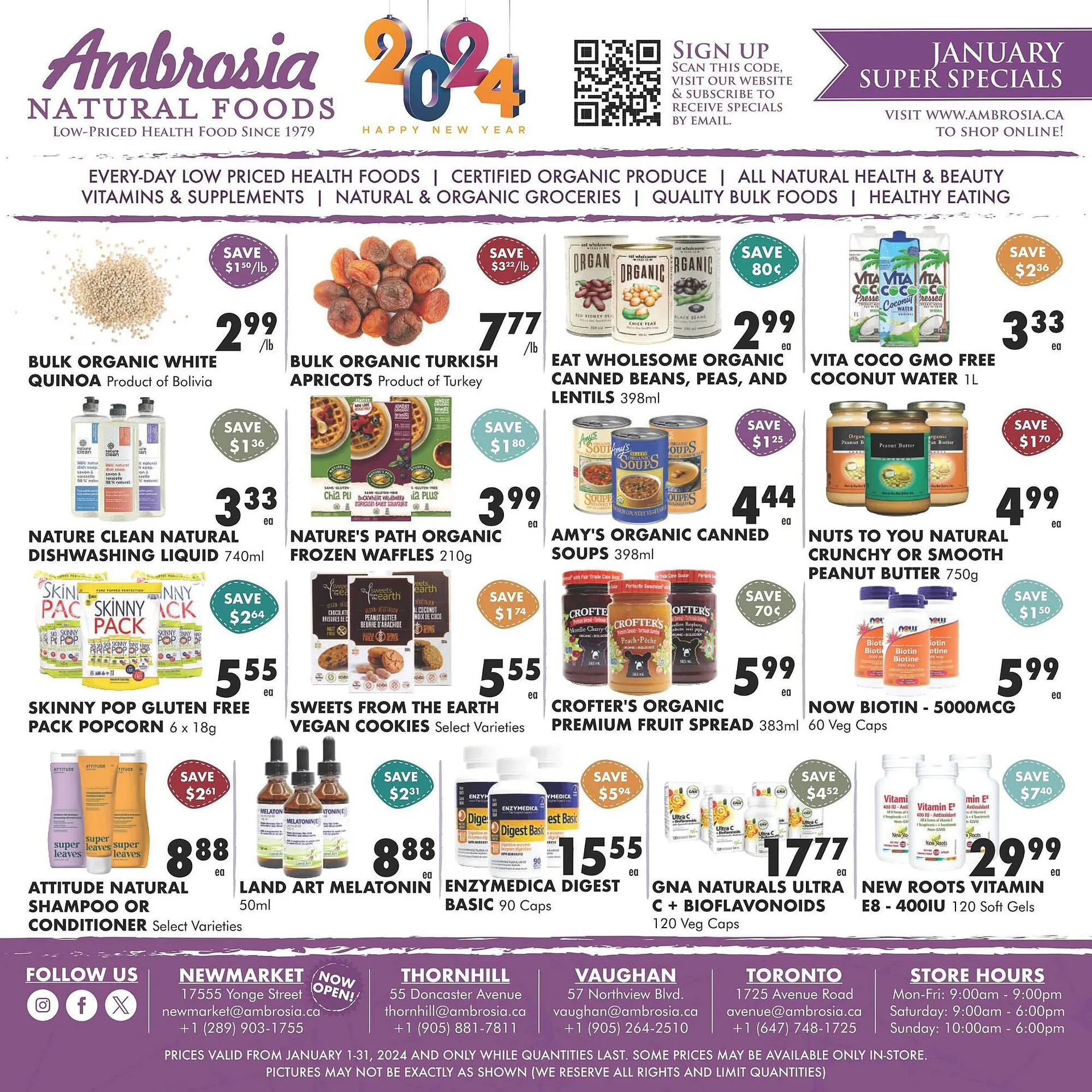 Ambrosia Natural Foods flyer from January 1 to January 31 2024 - flyer page 1