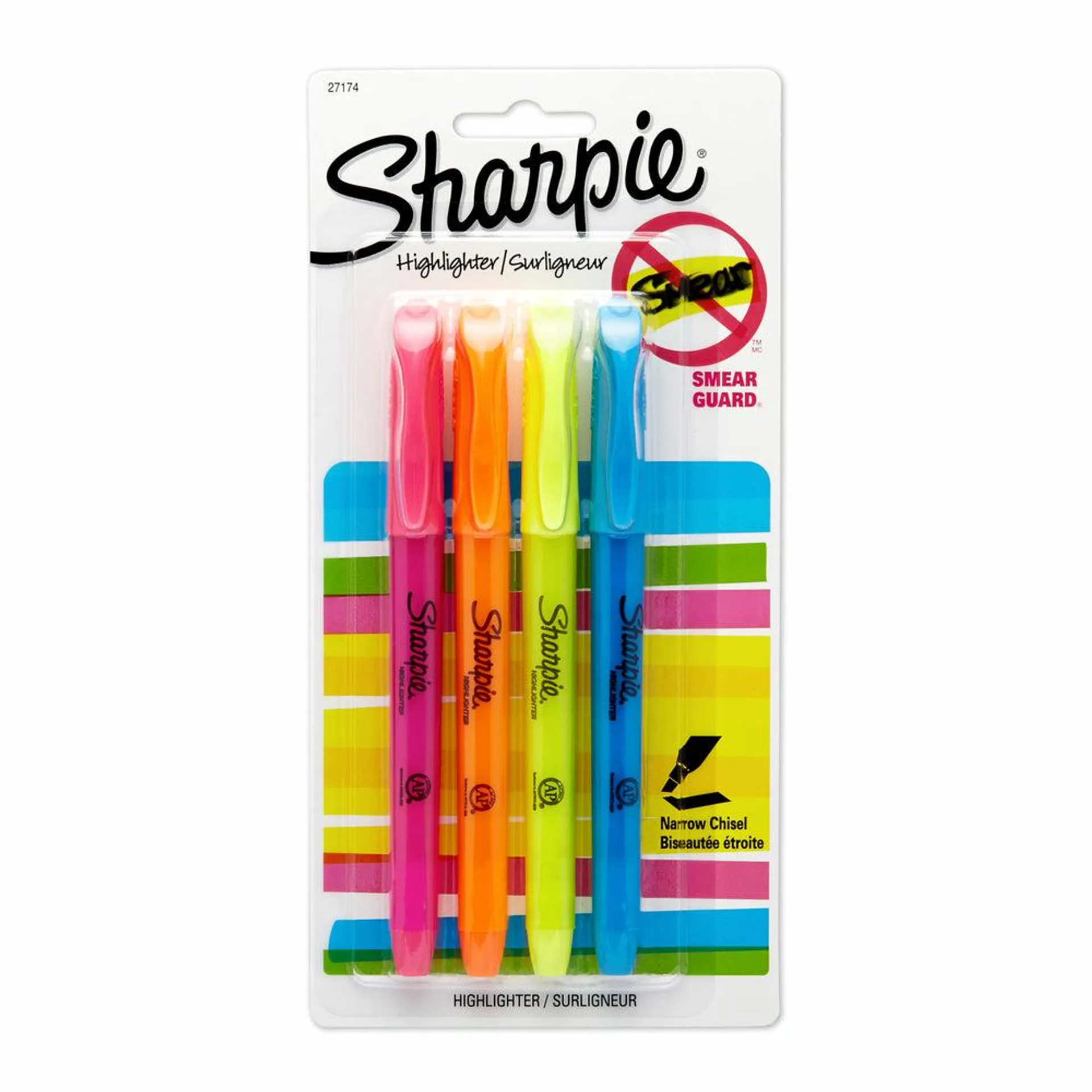 Sharpie Chisel Tip Pocket-Style Highlighters - Assorted Colours - 4 Pack