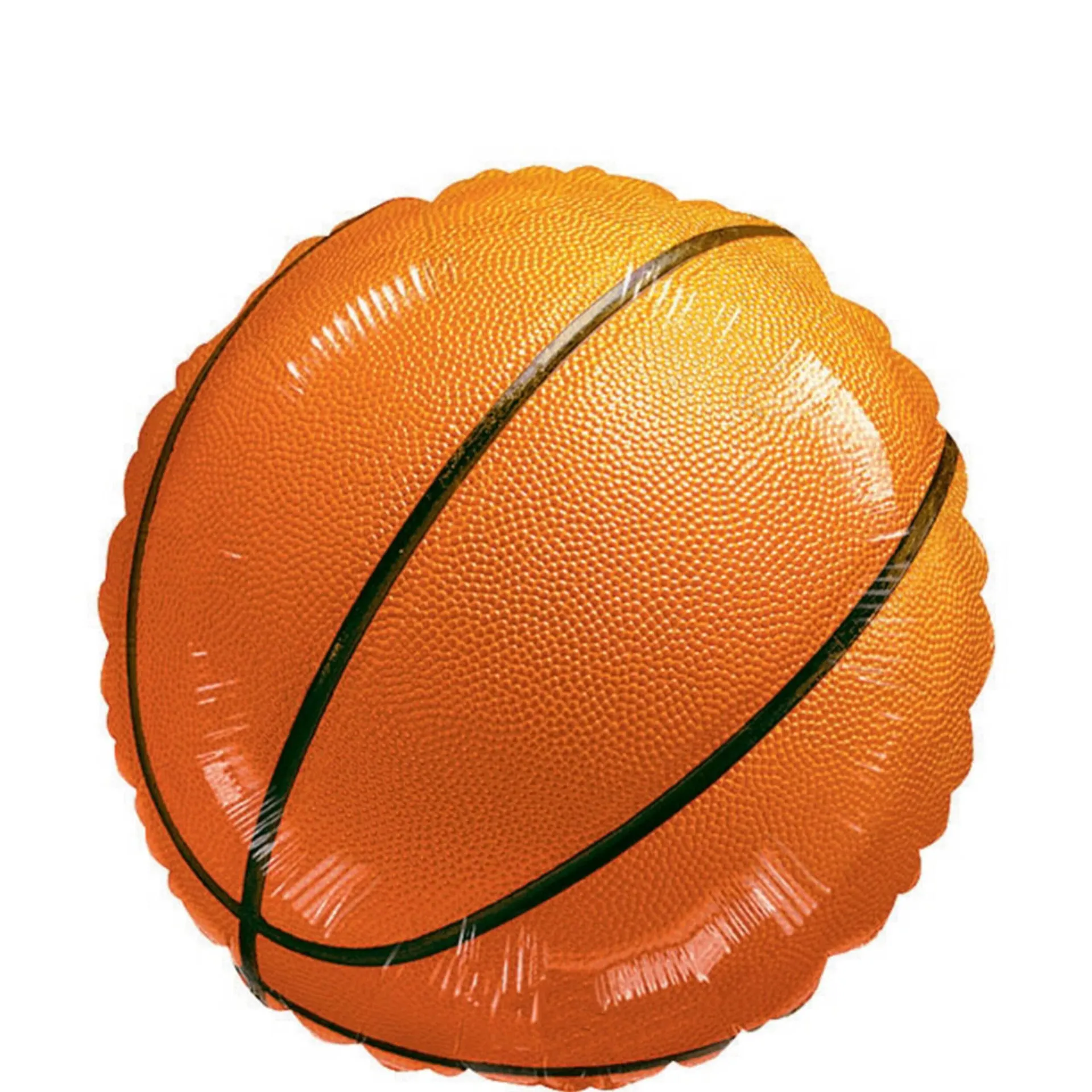 Basketball Satin Foil Balloon, Orange/Black, 18-in, Helium Inflation & Ribbon Included for Sports Party