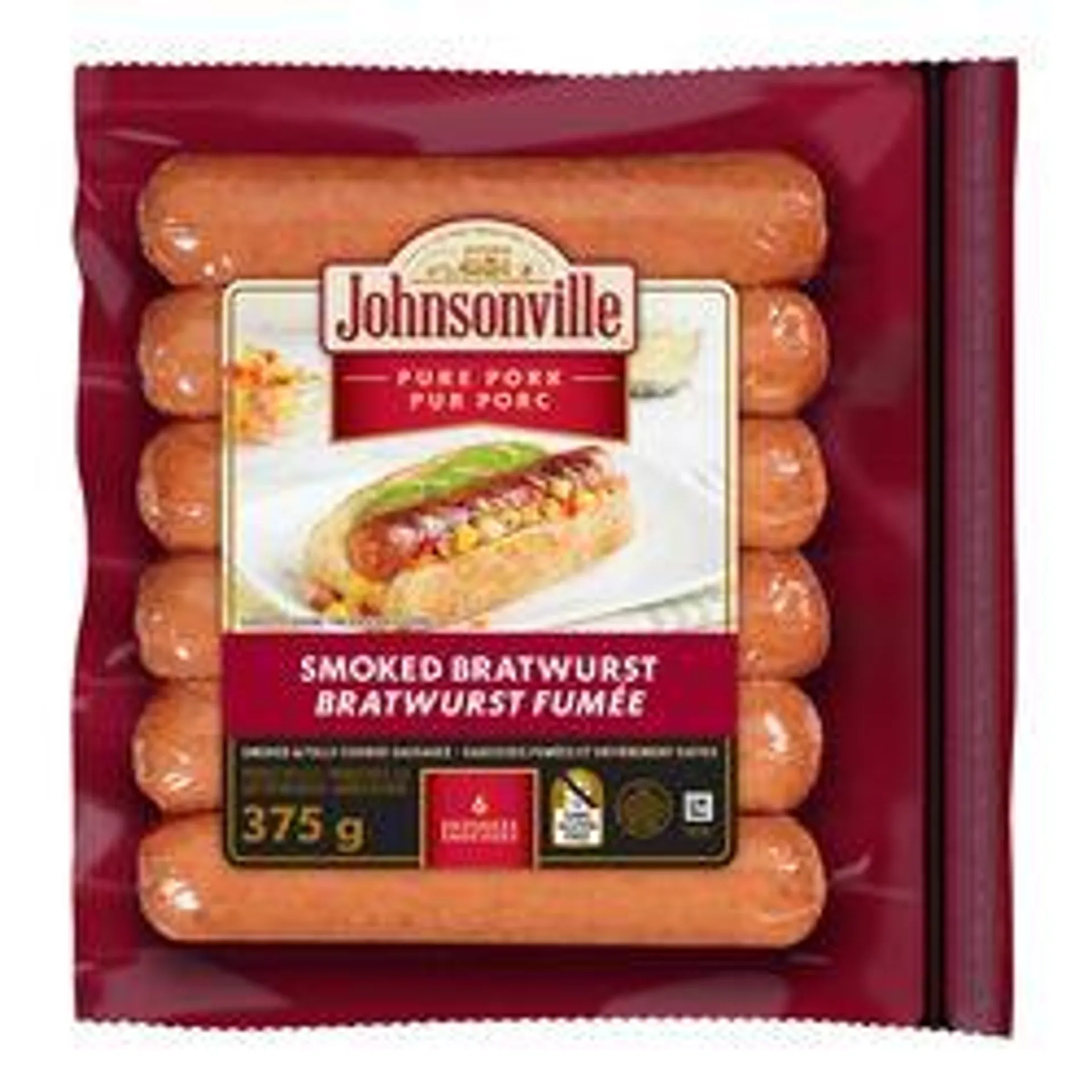 Smoked and Cooked Bratwurst Sausages