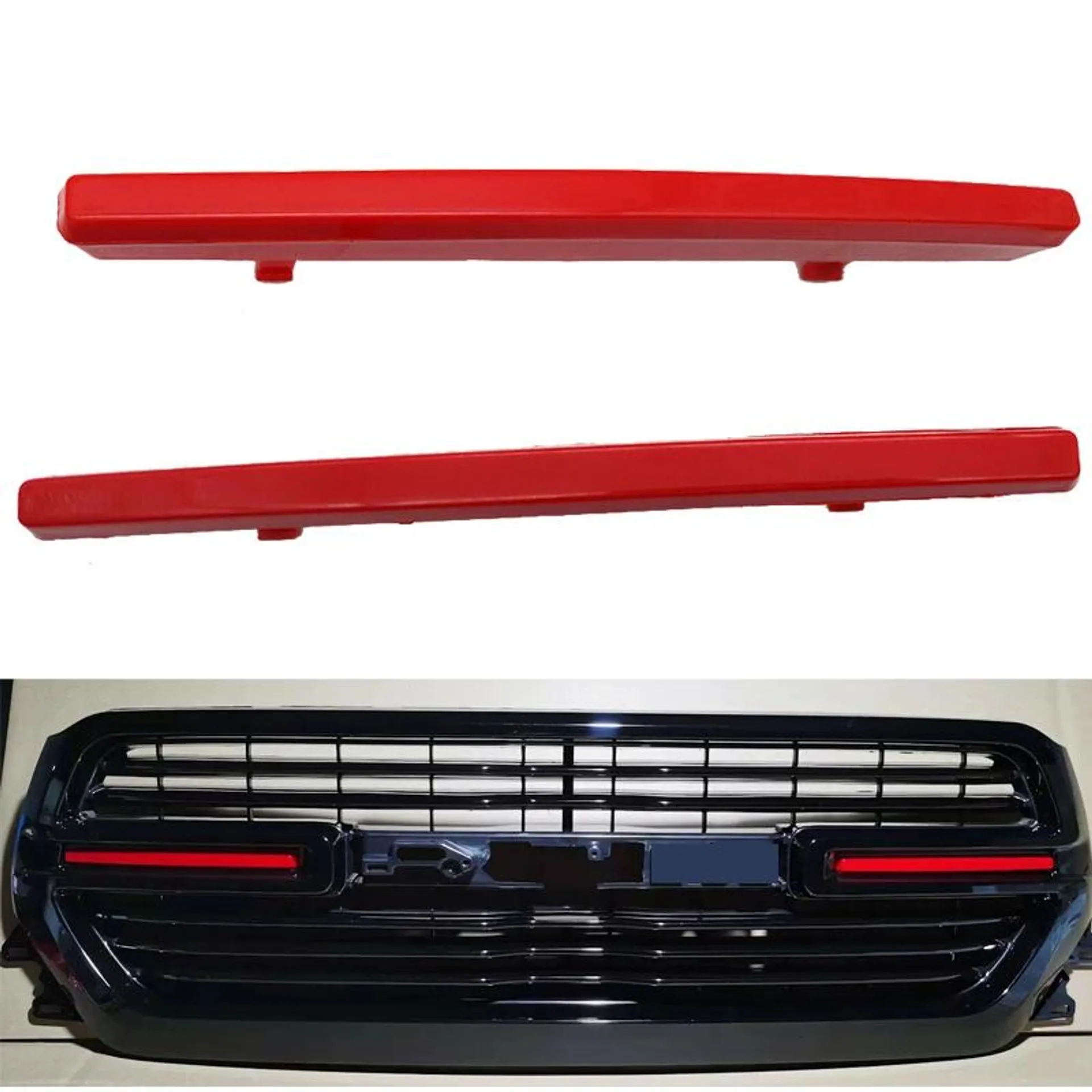 1 Pair Car Front Left Right Grille Insert Strip Trim Cover Fit For Dodge Ram 1500 2019 2020 2021 Red