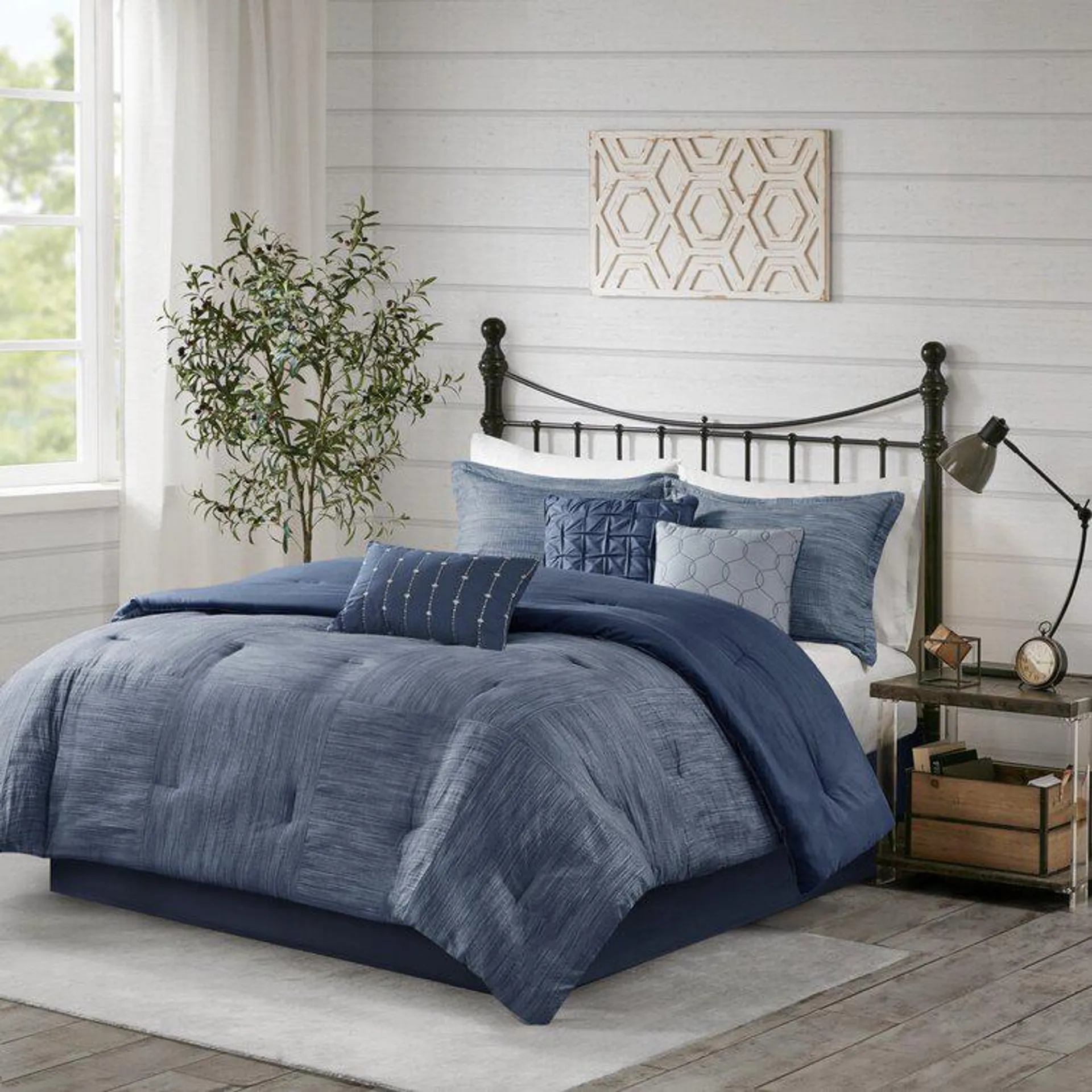 Cainhoe 7 Piece Printed Weave Seersucker Comforter Set