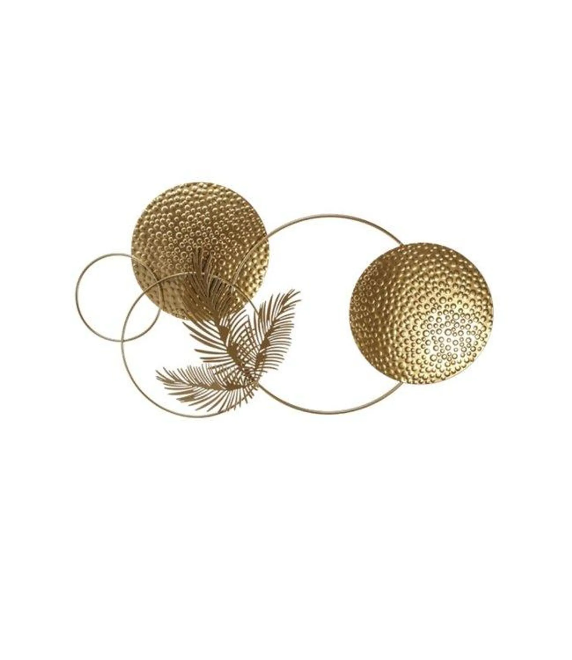 LAUREN TAYLOR METAL WALL ART LEAF AND CIRCLE GOLD 13.5x25.5"