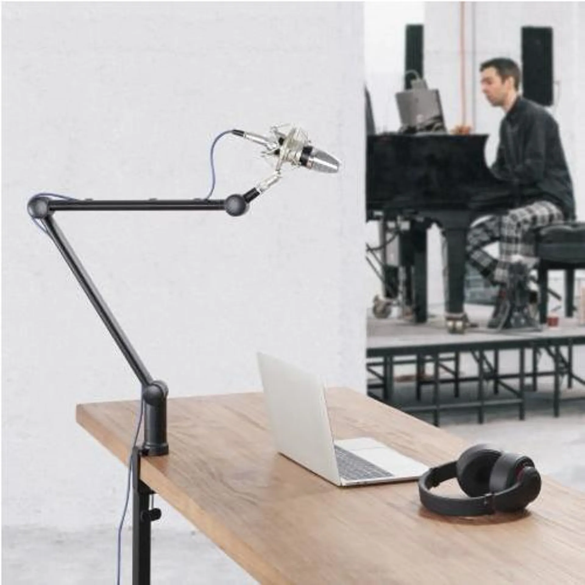 Desk Mounted Professional Microphone Boom Arm Stand Spring-Assisted-PrimeCables®