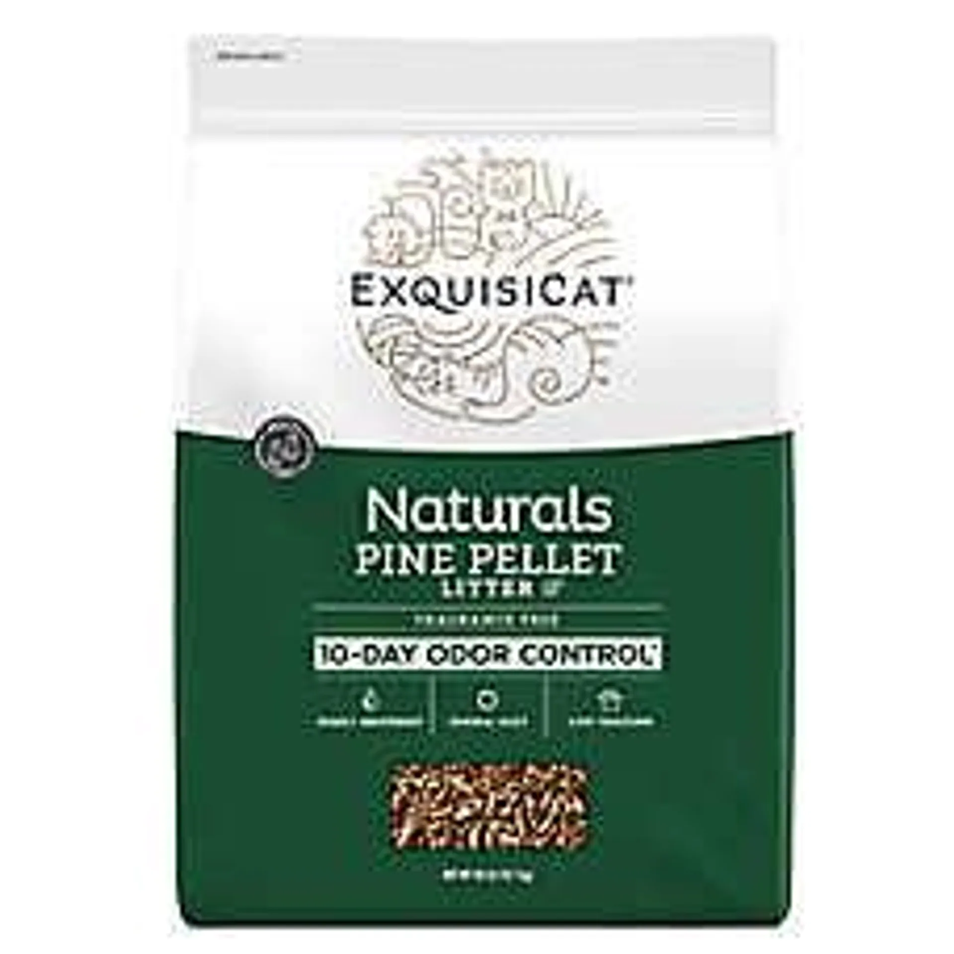 ExquisiCat Naturals Multi-Cat Pine Pellet Cat Litter - Unscented, Low Dust, Low Tracking, Natural