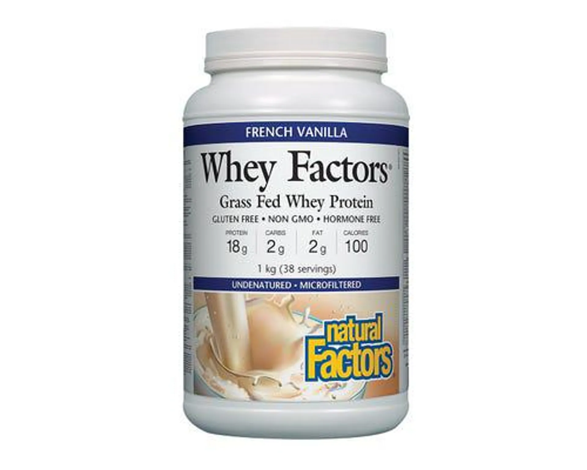 Natural Factors Whey Factors Grass Fed Whey Protein French Vanilla 1kg