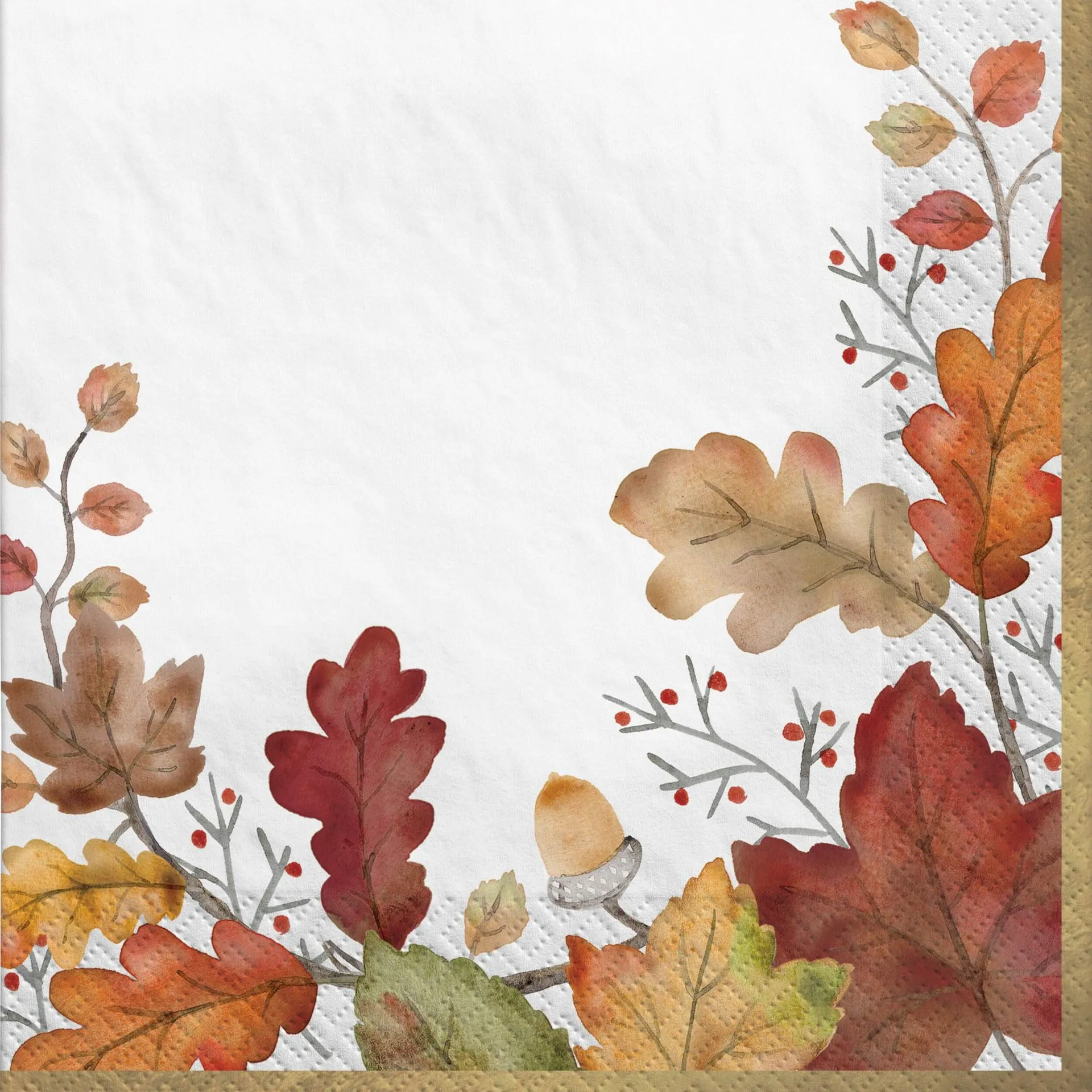Nature's Harvest Square Paper Disposable Dinner Napkins, White Multi-Coloured, Fall Leaves, 8-in, 36-pk, 2-ply, for Fall