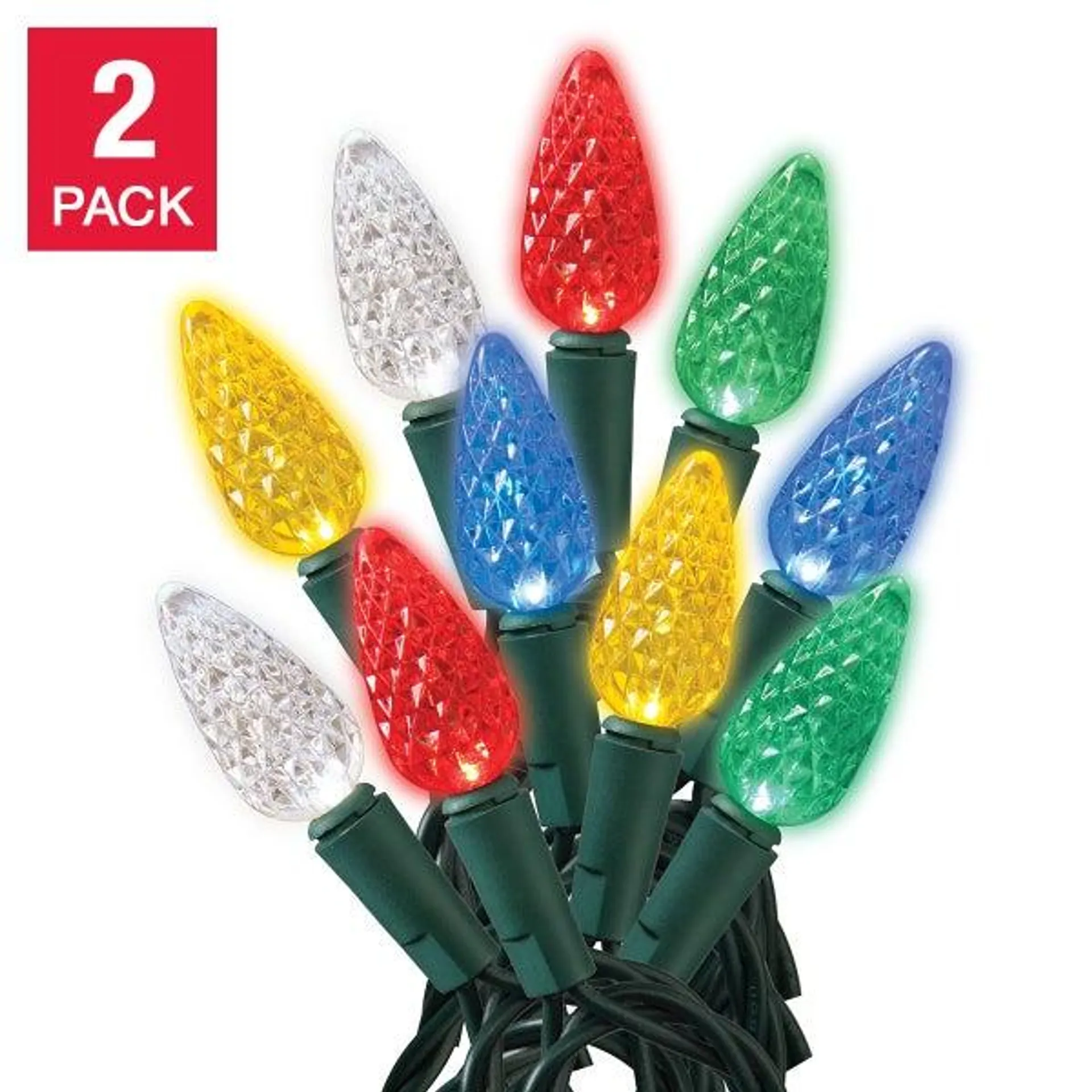 Sylvania 100 C6 LED Christmas Lights – Multicolour, 2-pack