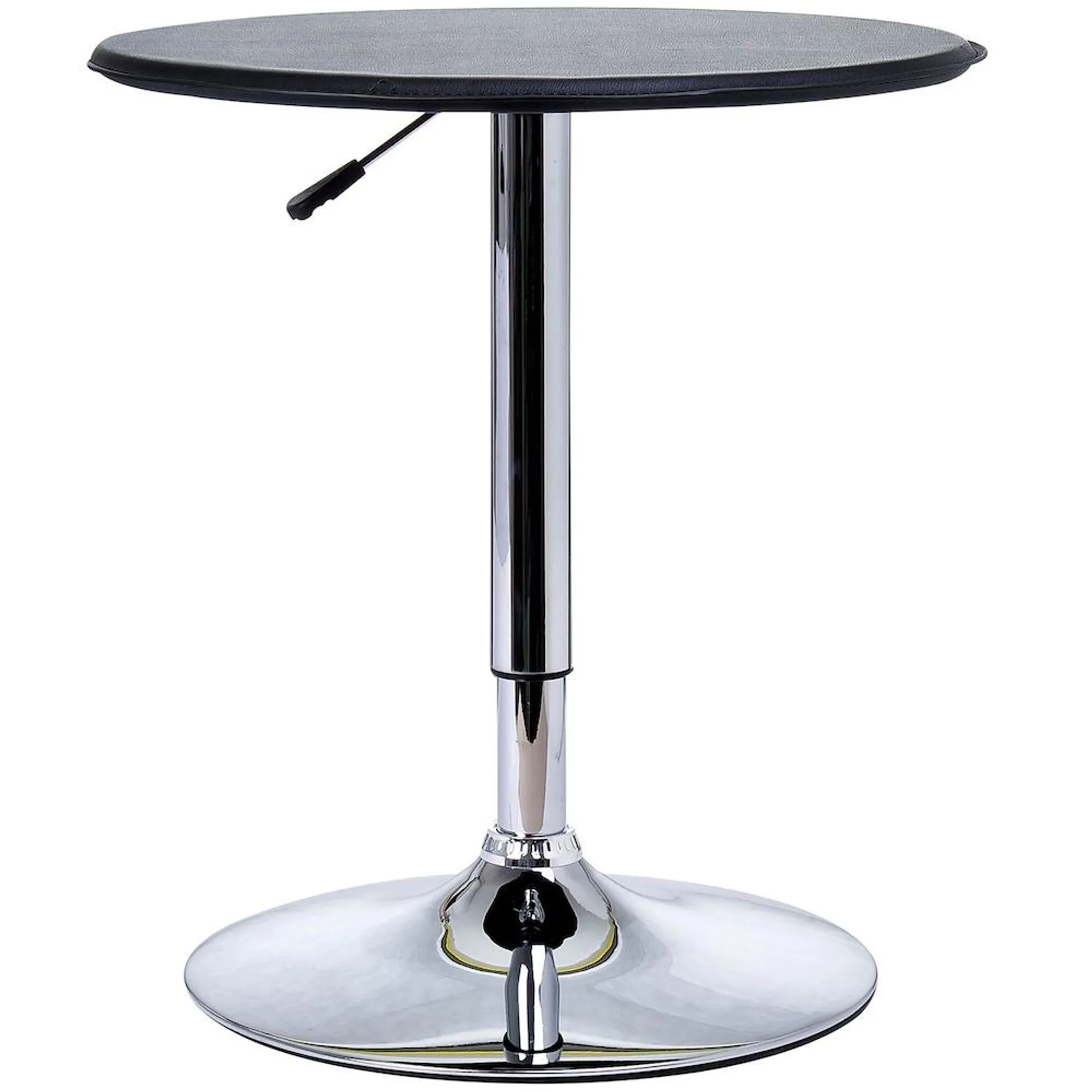 Round Covered Wooden Top Bar Table Home Pub Adjustable Height Black