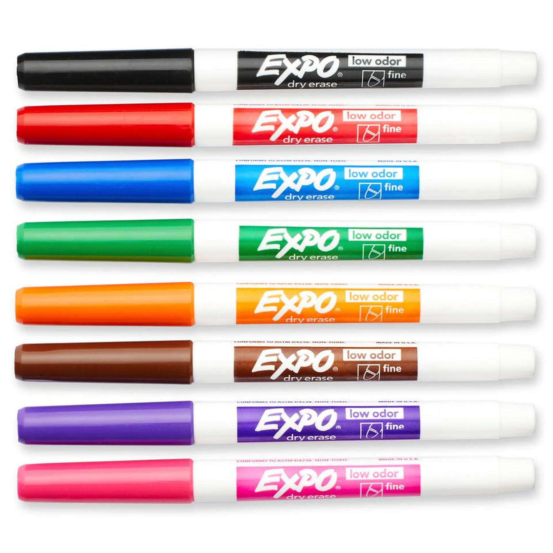 Expo Low Odour Dry Erase Markers - Fine Tip - Assorted Colours - 8 Pack