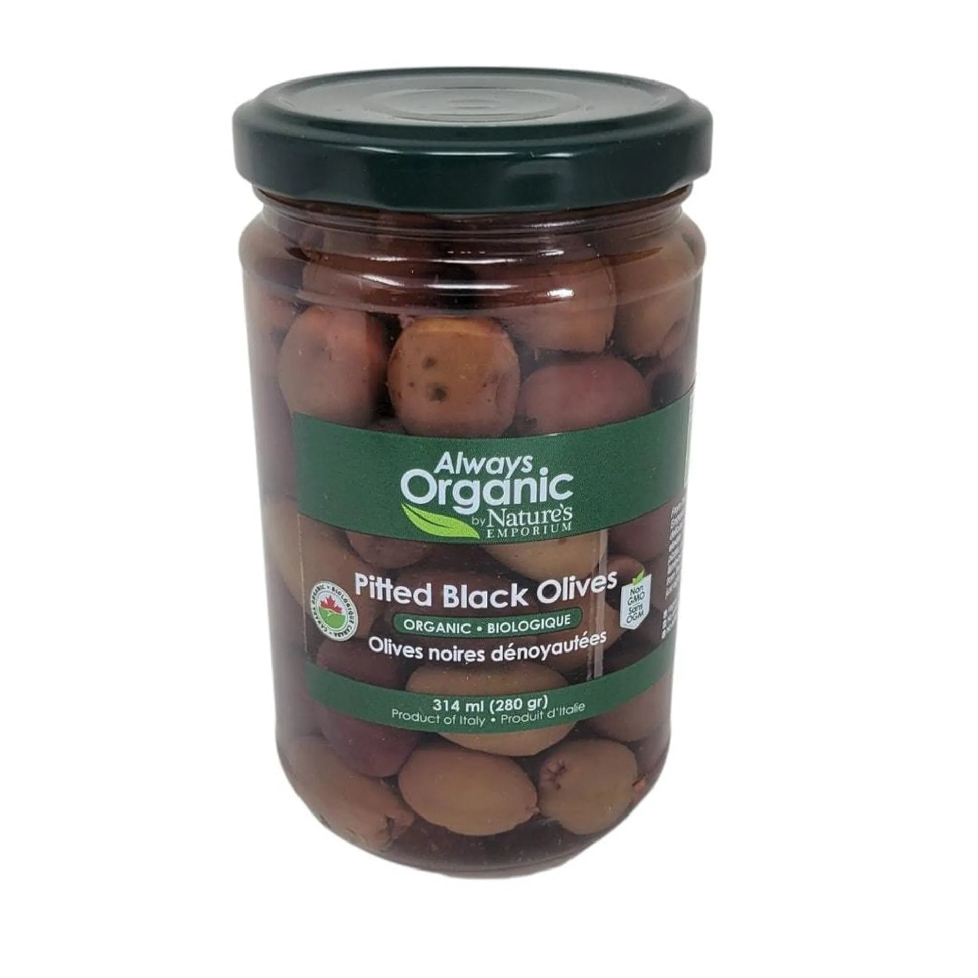 Always Organic Olives Black Pitted Org 314 ml