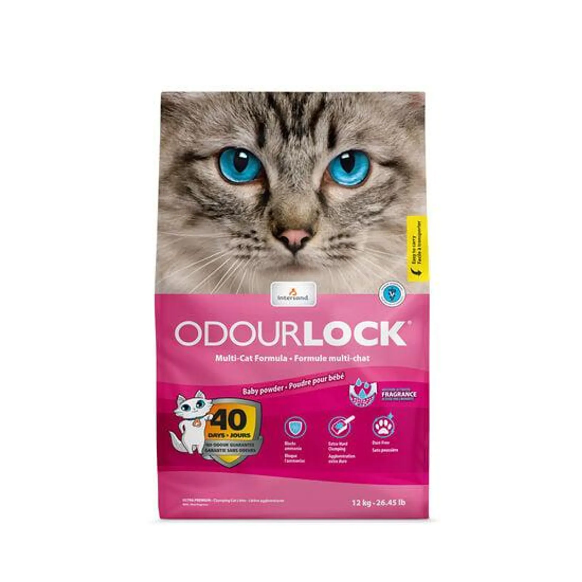 Clumping cat litter, baby powder fragrance, 12 kg