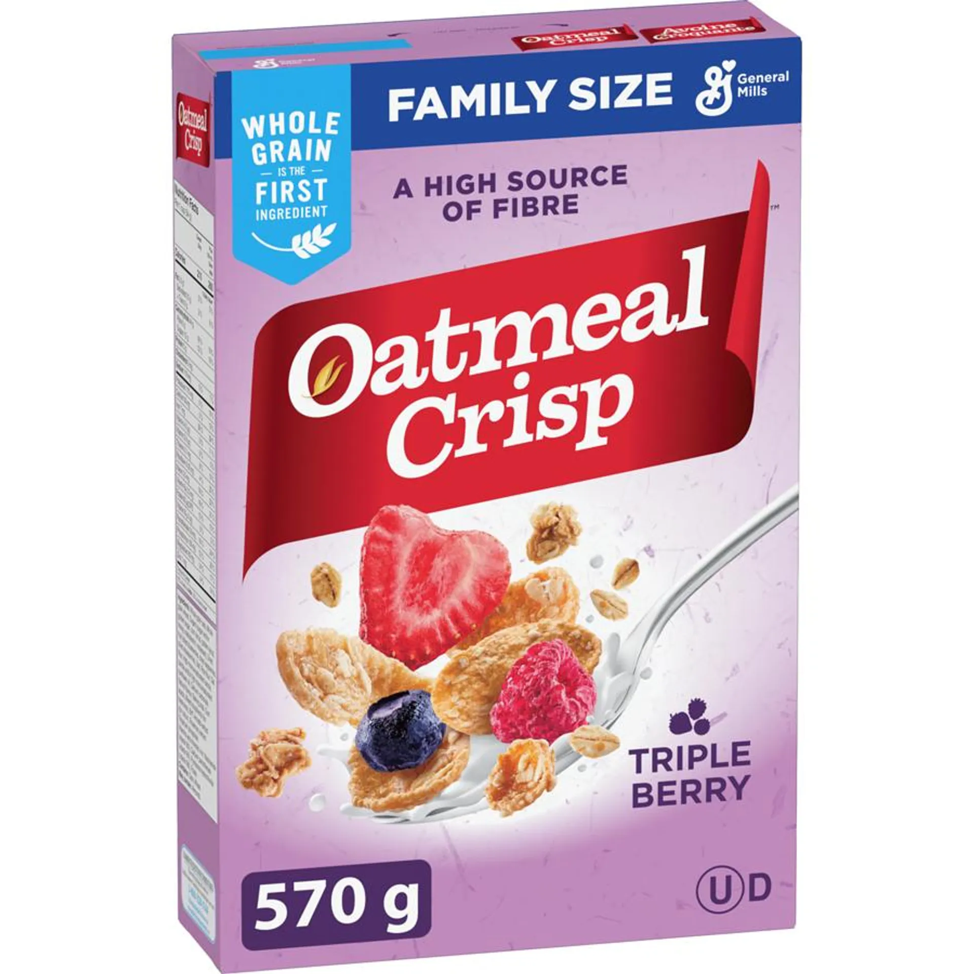 Oatmeal Crisp Breakfast Cereal, Triple Berry, Family Size