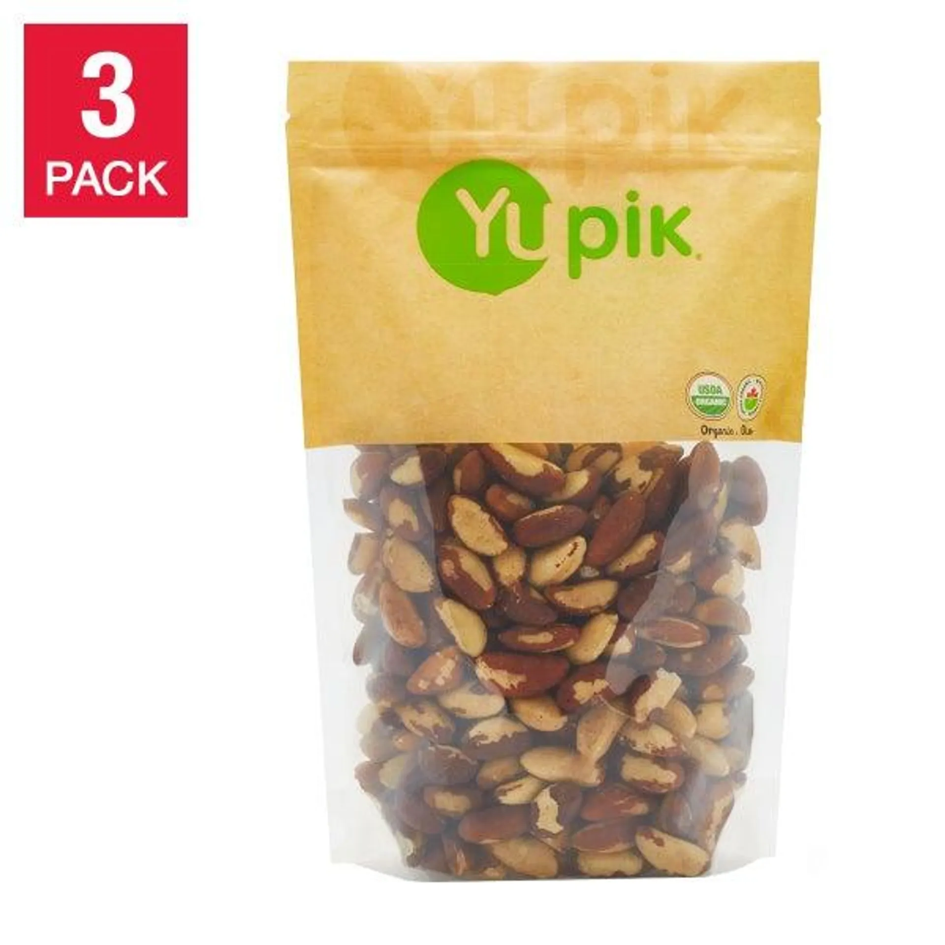 Yupik Organic Brazil Nuts, 3 × 1 kg