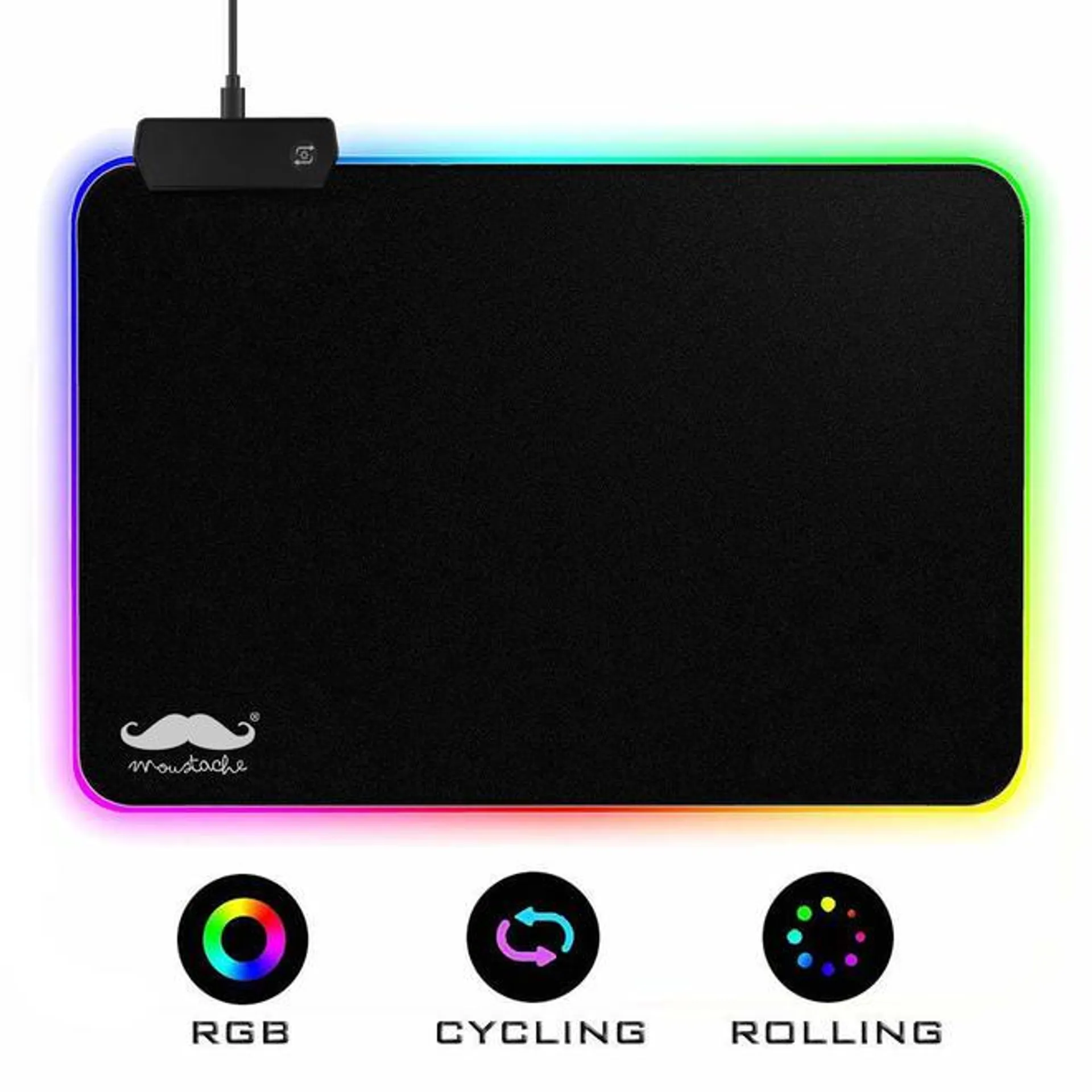 RGB Gaming Mouse Pad, 7 LED Colors, 250*350*3mm - Moustache®