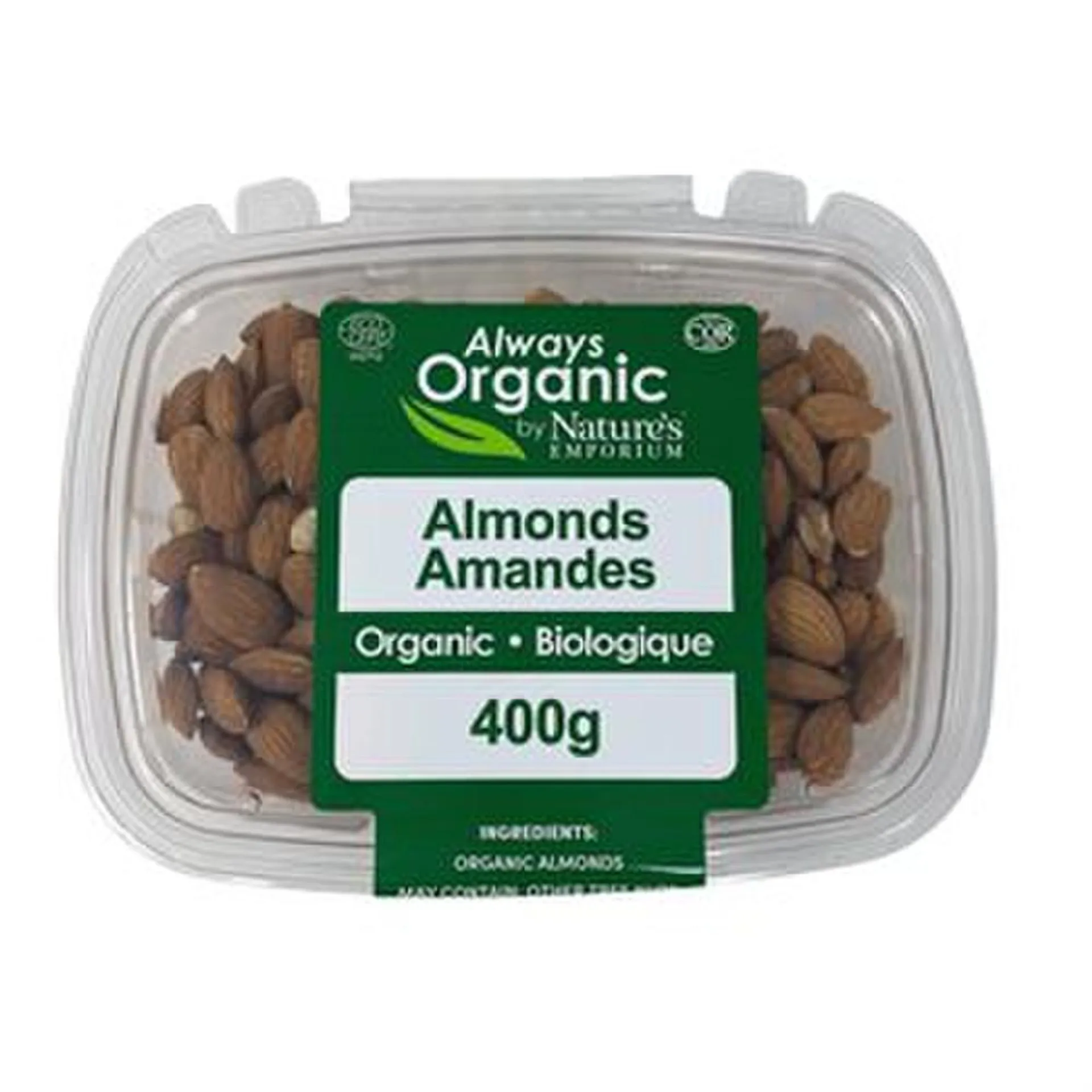 Always Organic Almonds Raw Org Tub 400 g