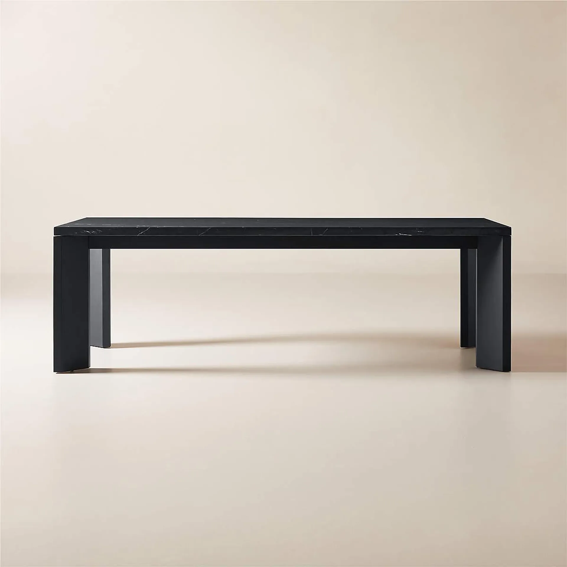 Sydney 95" Rectangular Black Marble Dining Table with Black Steel Legs