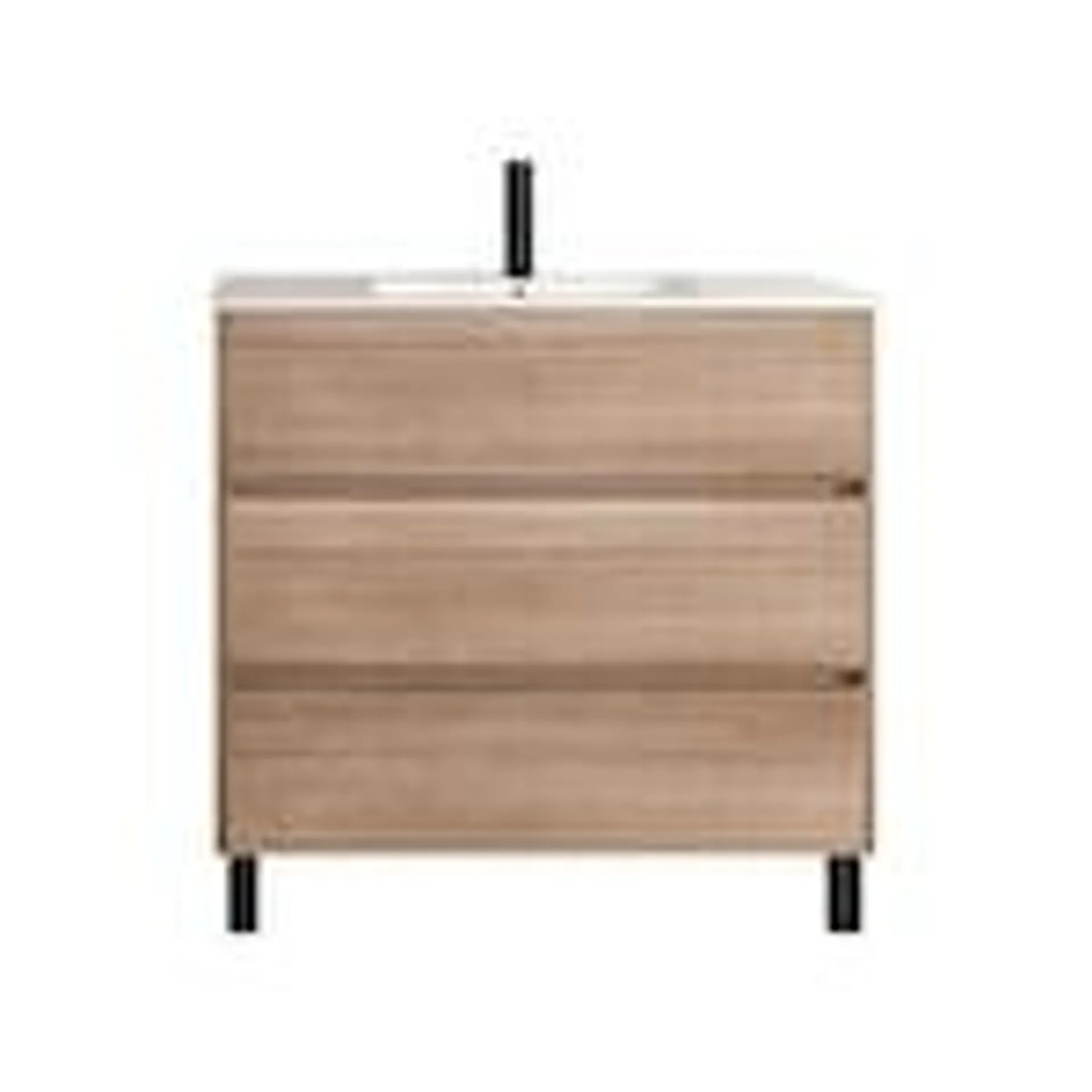 Vanessa 35.25-inch 3-Drawer-Free-Standing Vanity in Light Oak with Porcelain Vanity Top in White