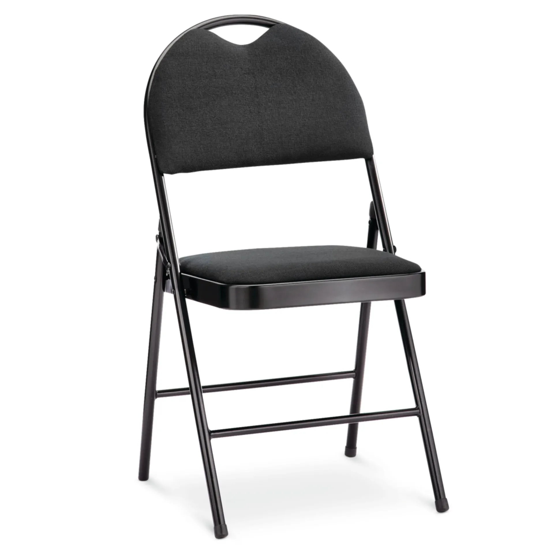 For Living Portable High-Back Upholstered & Padded Metal Folding Chair, Black