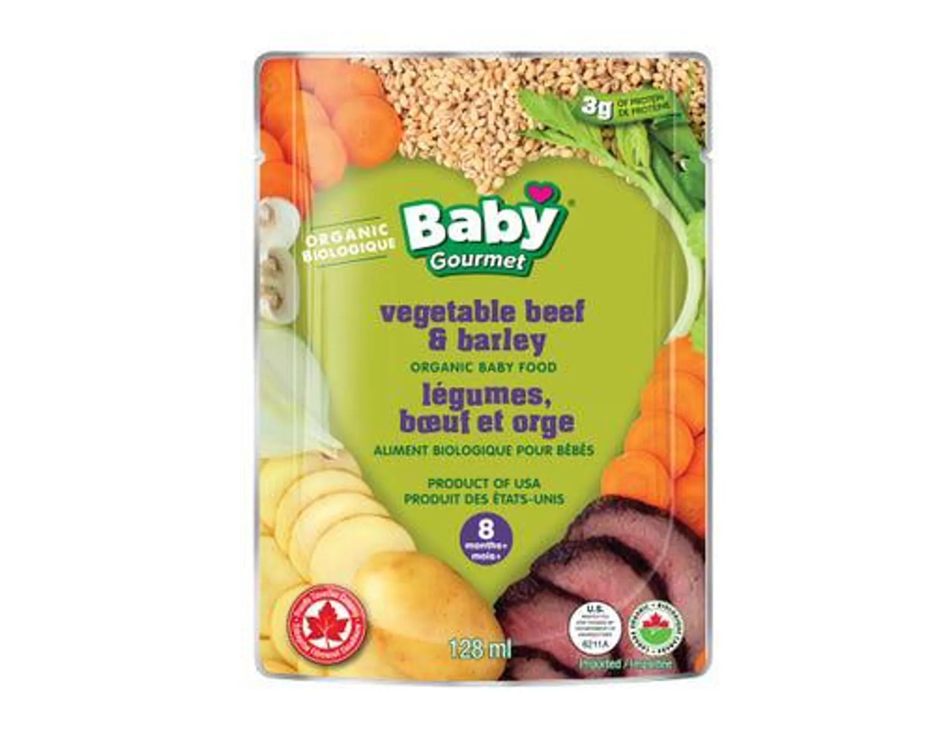 Baby Gourmet Vegetable Beef & Barley Organic 128mL