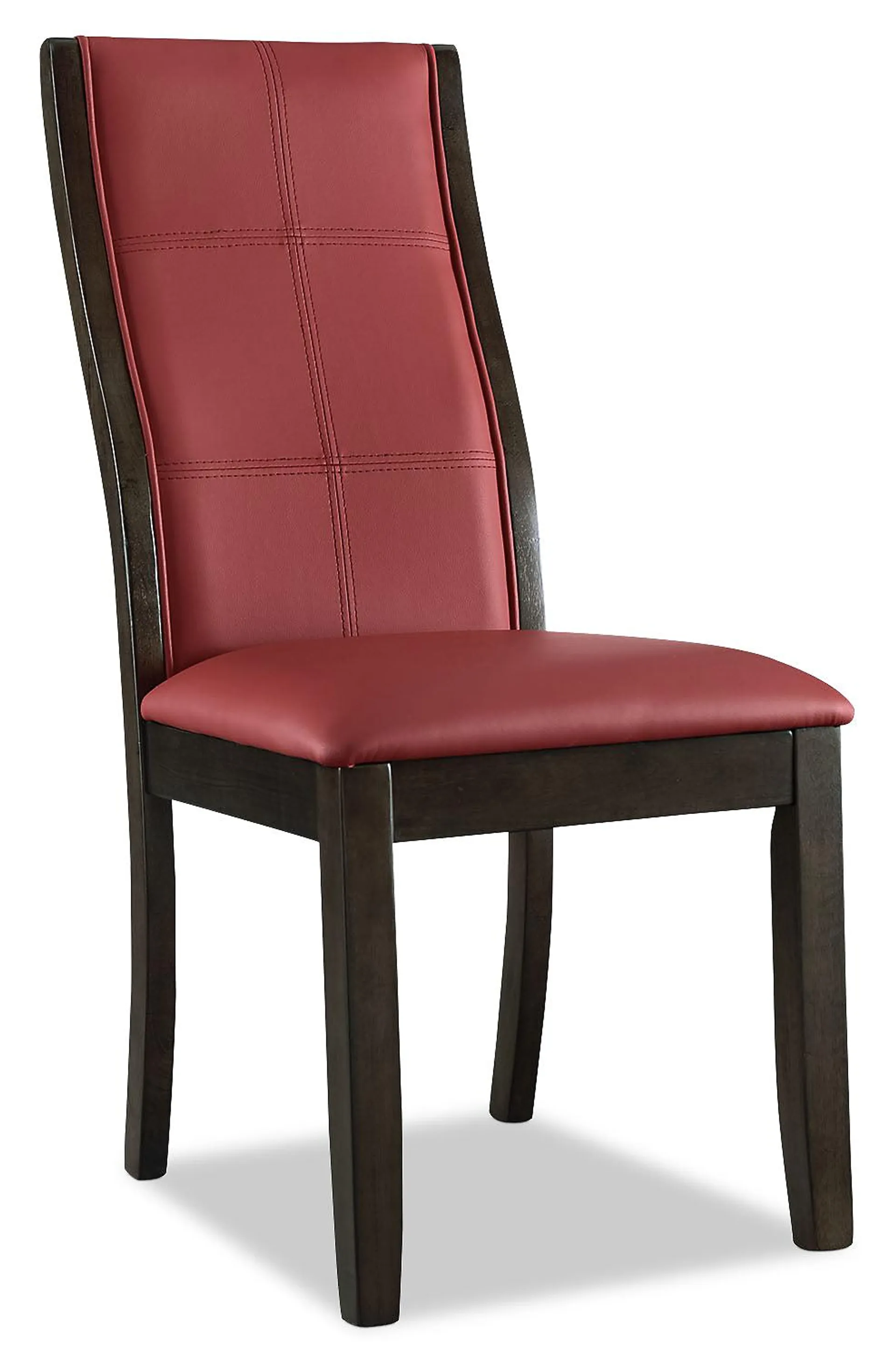 Chaise de salle à manger Tyler en tissu de cuir végétalien et en bois - rouge