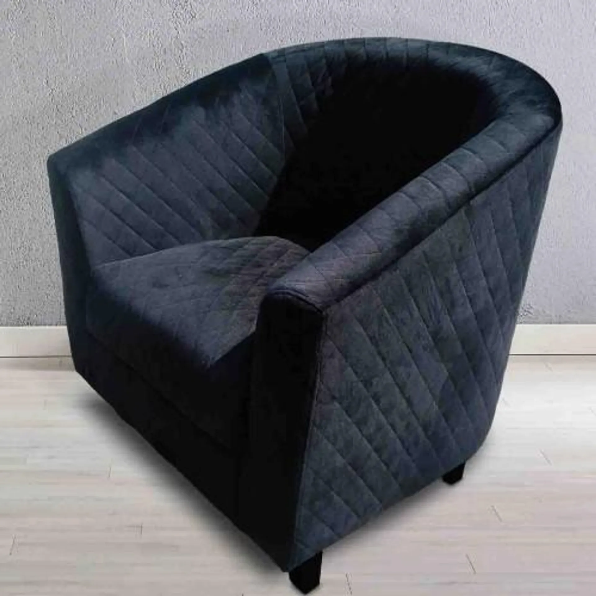 Black Velvet Chair With Wood Leg