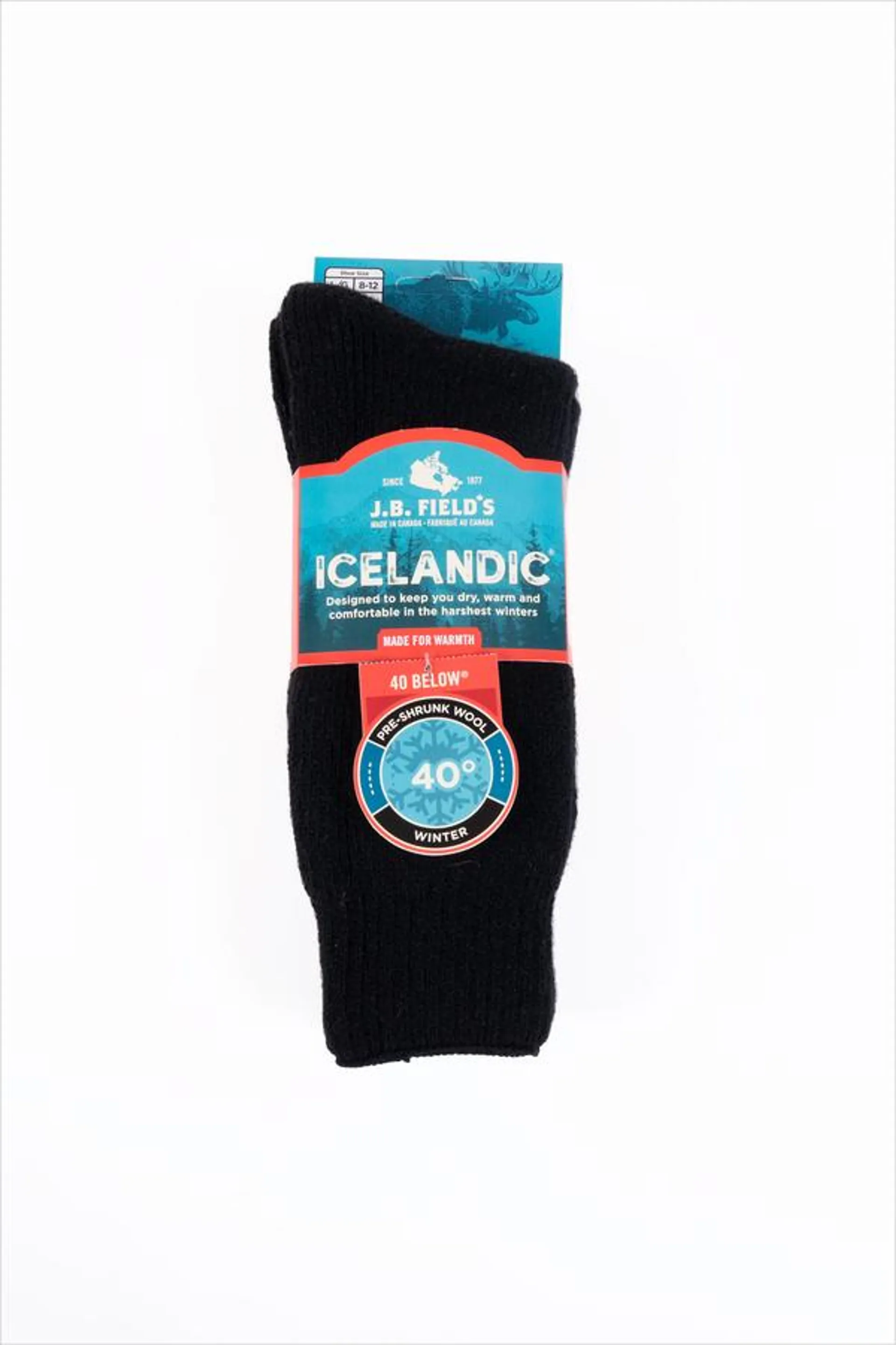 Icelandic, pre-shrunk wool thermal socks, 1 pair