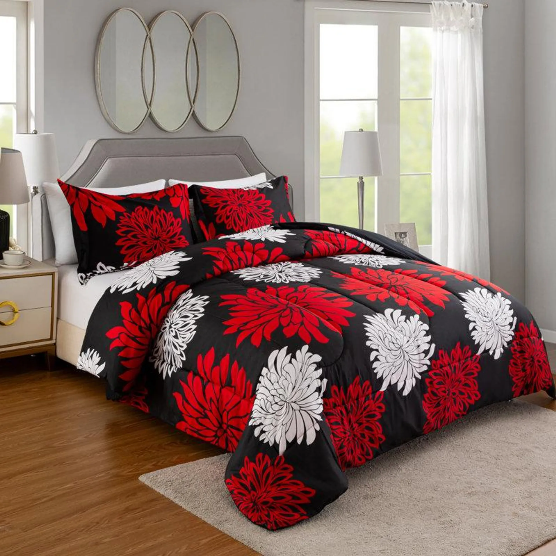 Polyester Floral Comforter Set