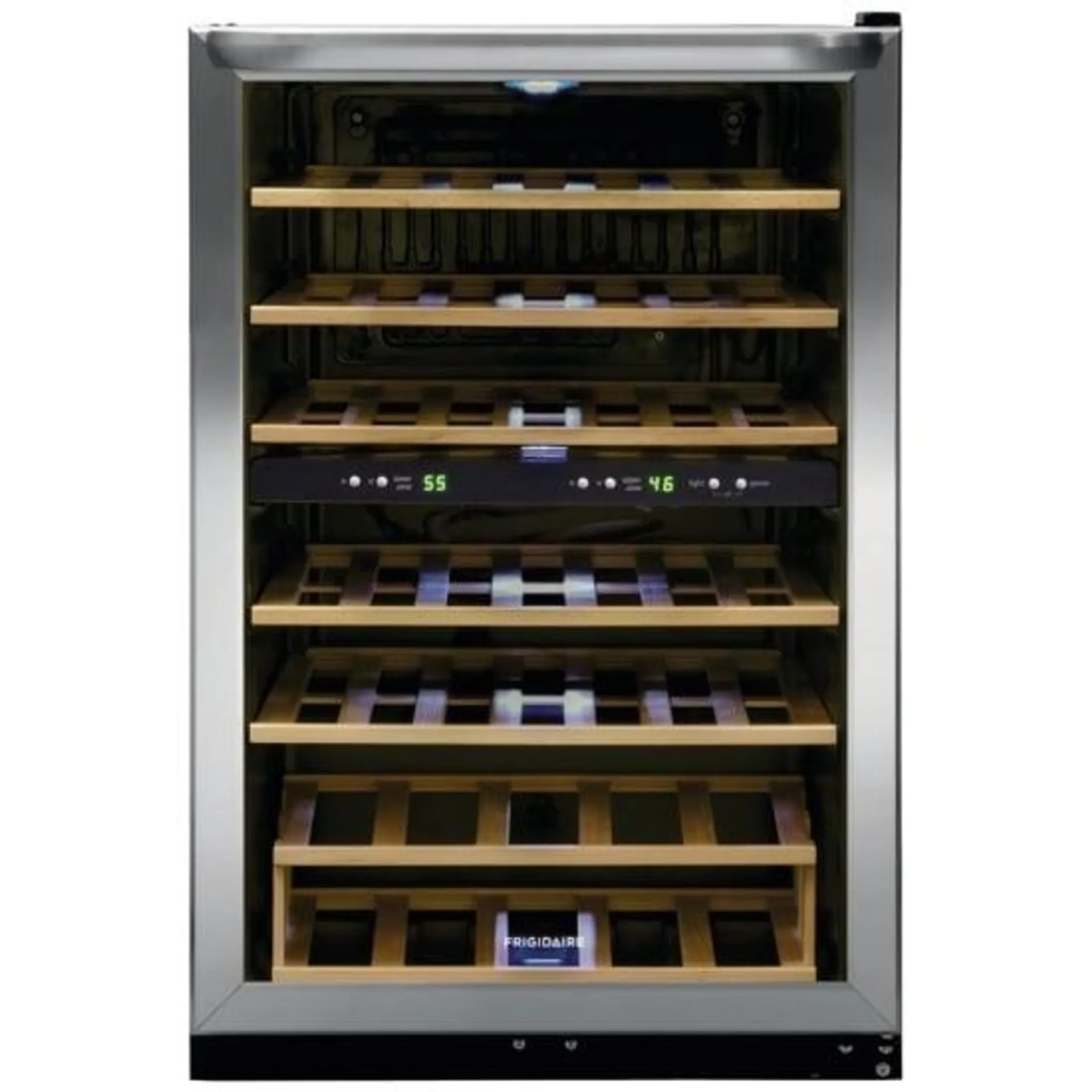 Frigidaire FRWW4543AS Wine Cooler, 21 1/2 inch Width, 21 inch Width, 45 Wine Bottle Capacity, Stainless Steel colour Dual Zone