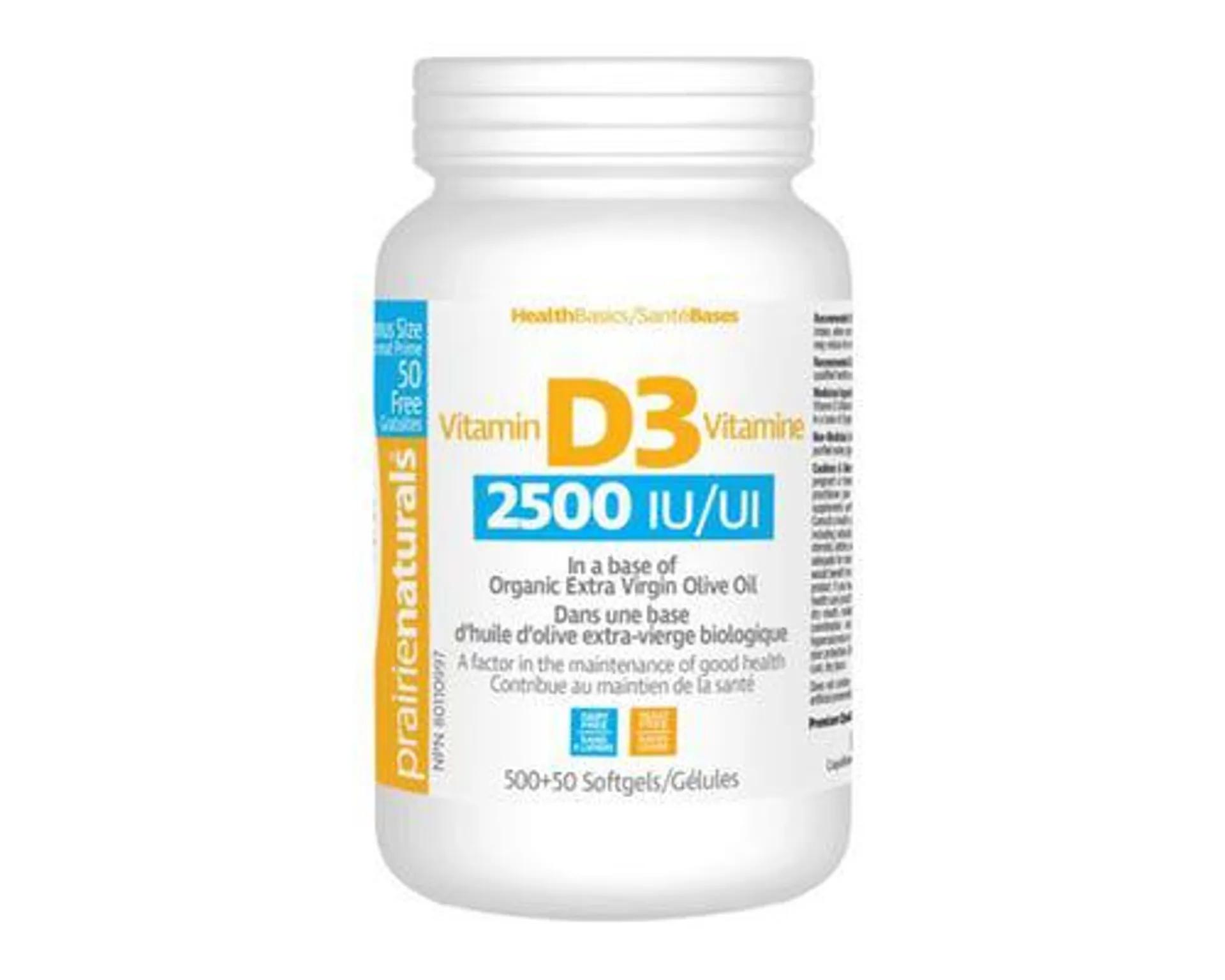 Prairie Naturals Vitamin D3 2500 IU 550 Softgels