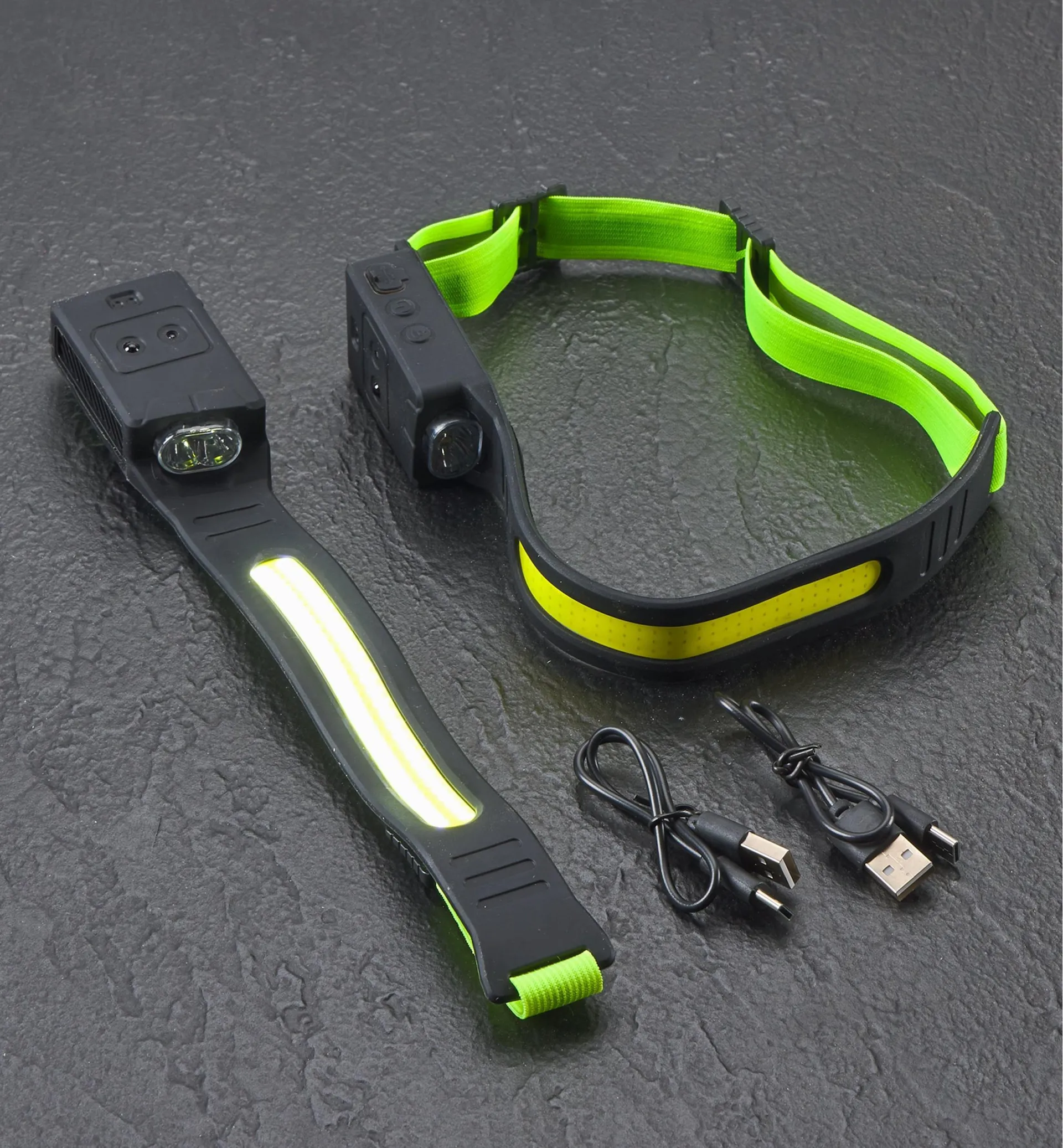 Pair of Rechargeable COB Headlamps