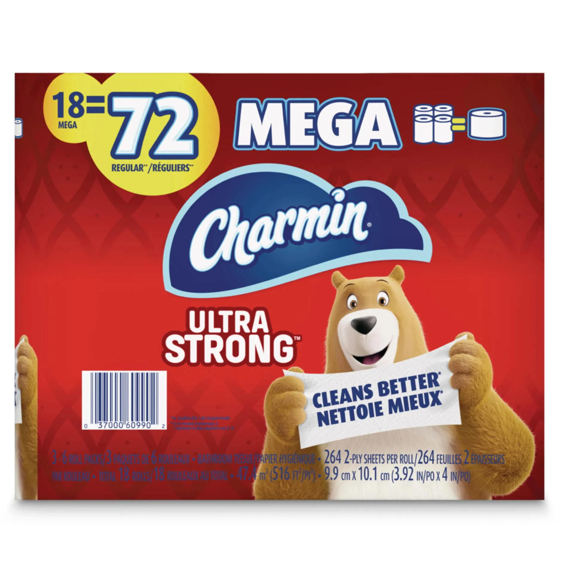 Charmin Ultra-Strong Quadruple Roll Toilet Paper, 2-Ply Tissue, 18-pk