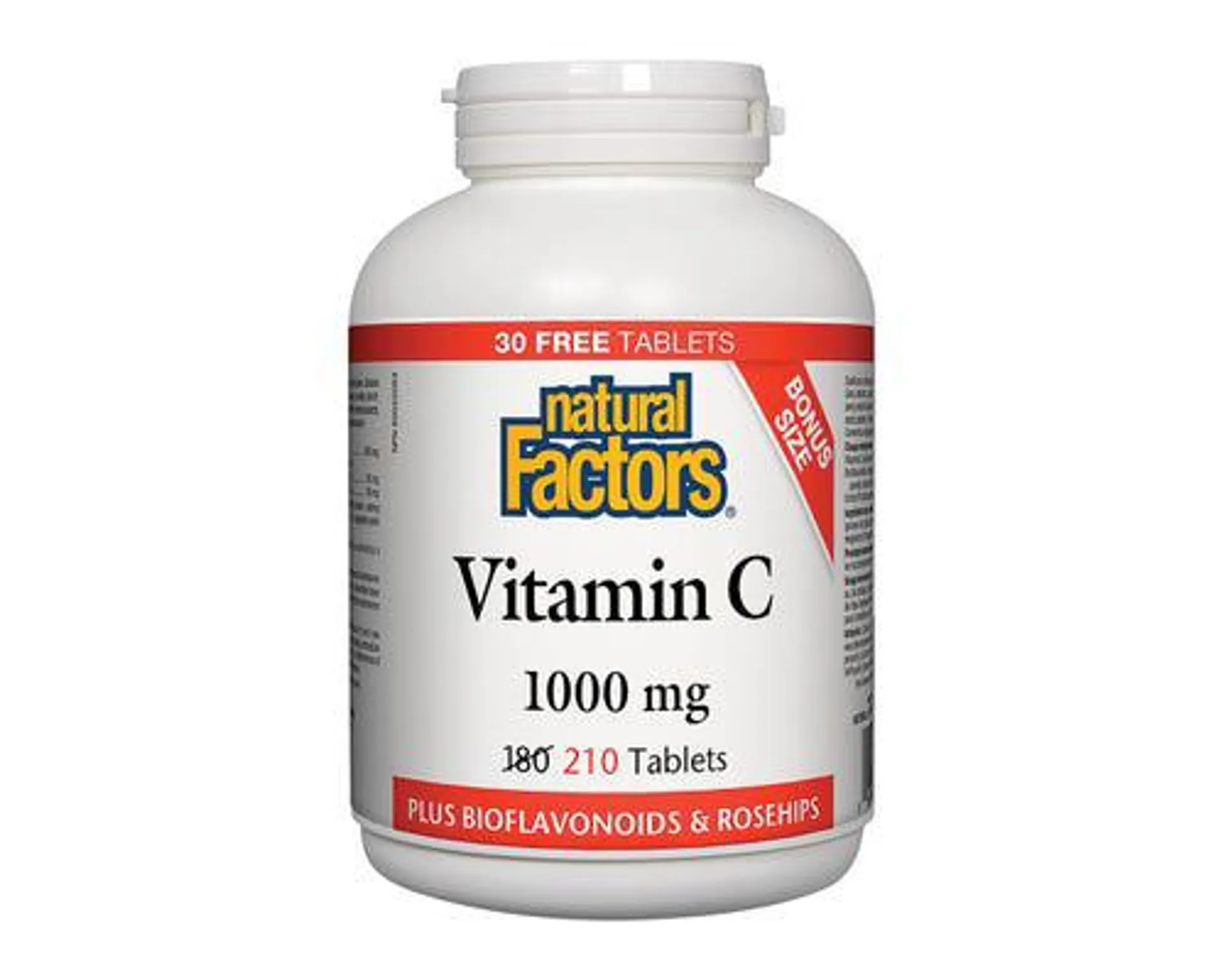 Natural Factors Vitamin C 1000mg Plus Bioflavonoids & Rosehips 180+30 Tablets