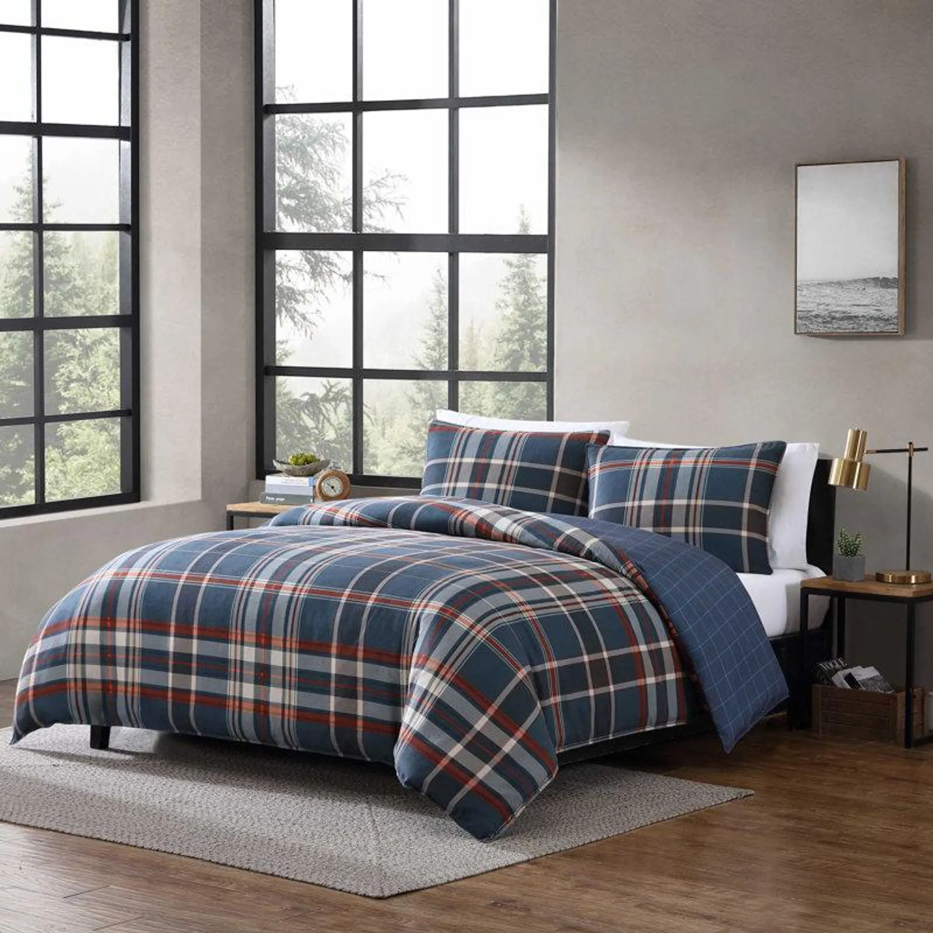 Shasta Lake Navy Reversible Comforter Set