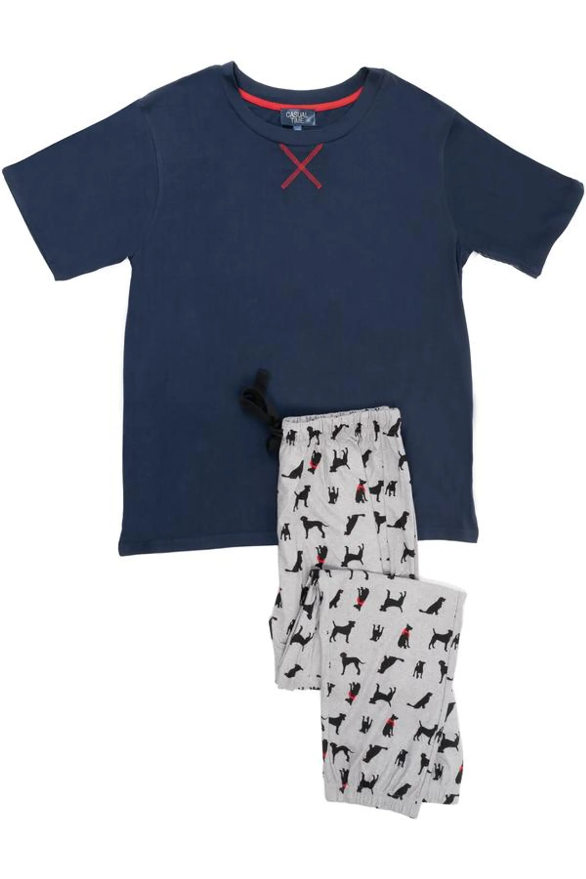 Men's short-sleeve, pressed polar PJ set - Pet silhouettes